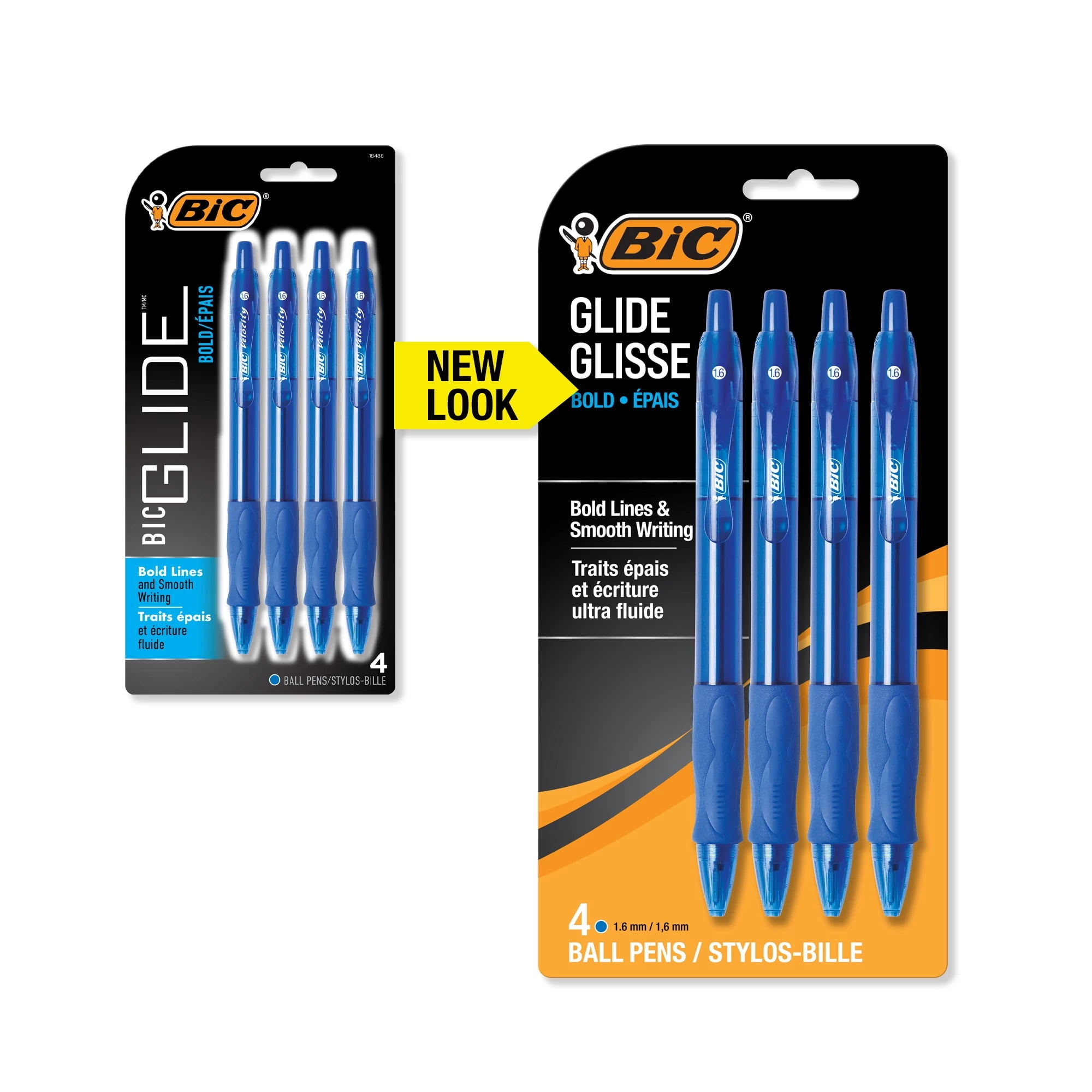 BIC Glide Retractable Ball Point Pen, Bold Point, Smooth Writing Ink (Blue, 4 Count) ivcn7