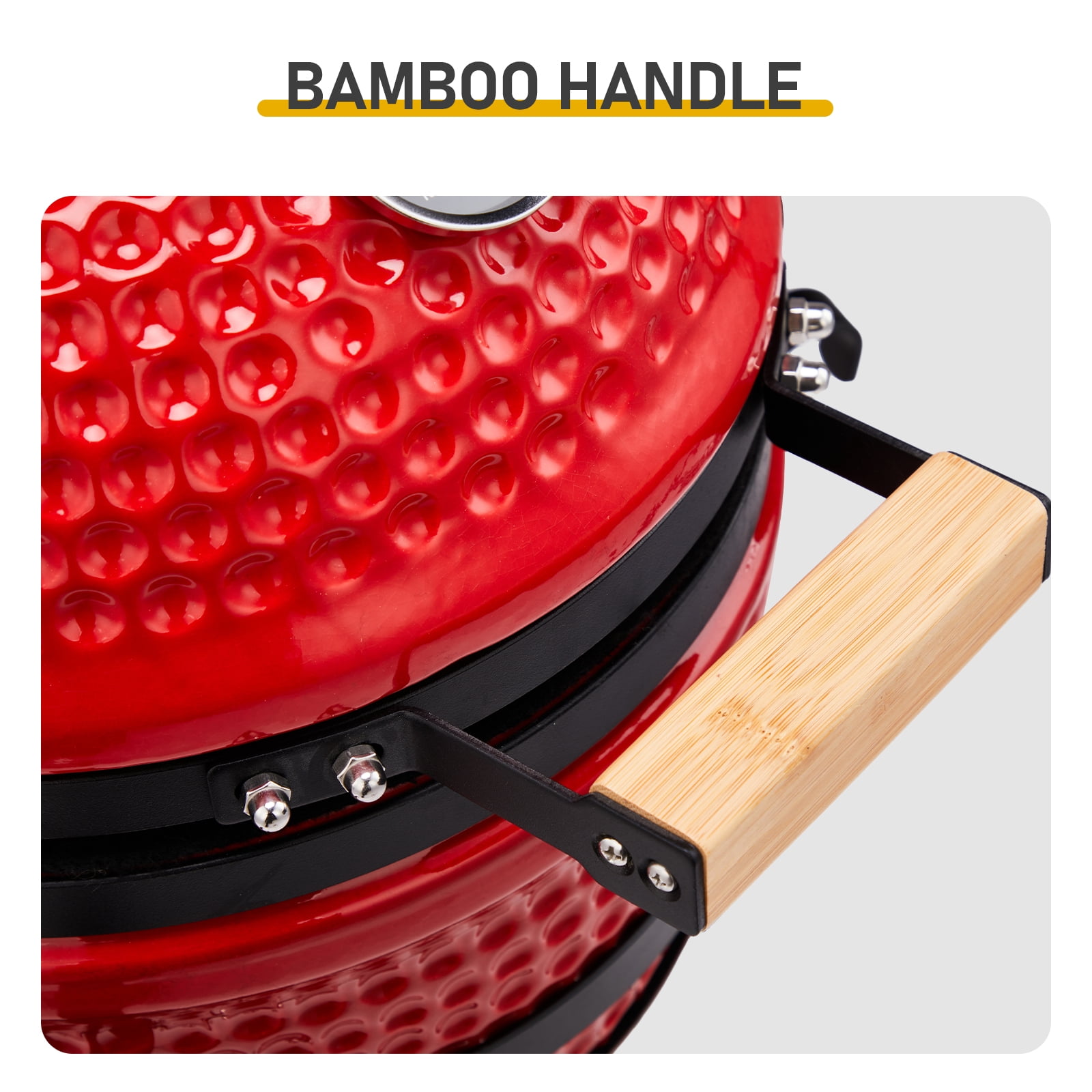 BAYUELSWU 13in Round Ceramic Charcoal Grill, Portable Kamado BBQ Smoker for Outdoor Cooking (Red, 13 in) ur8xx