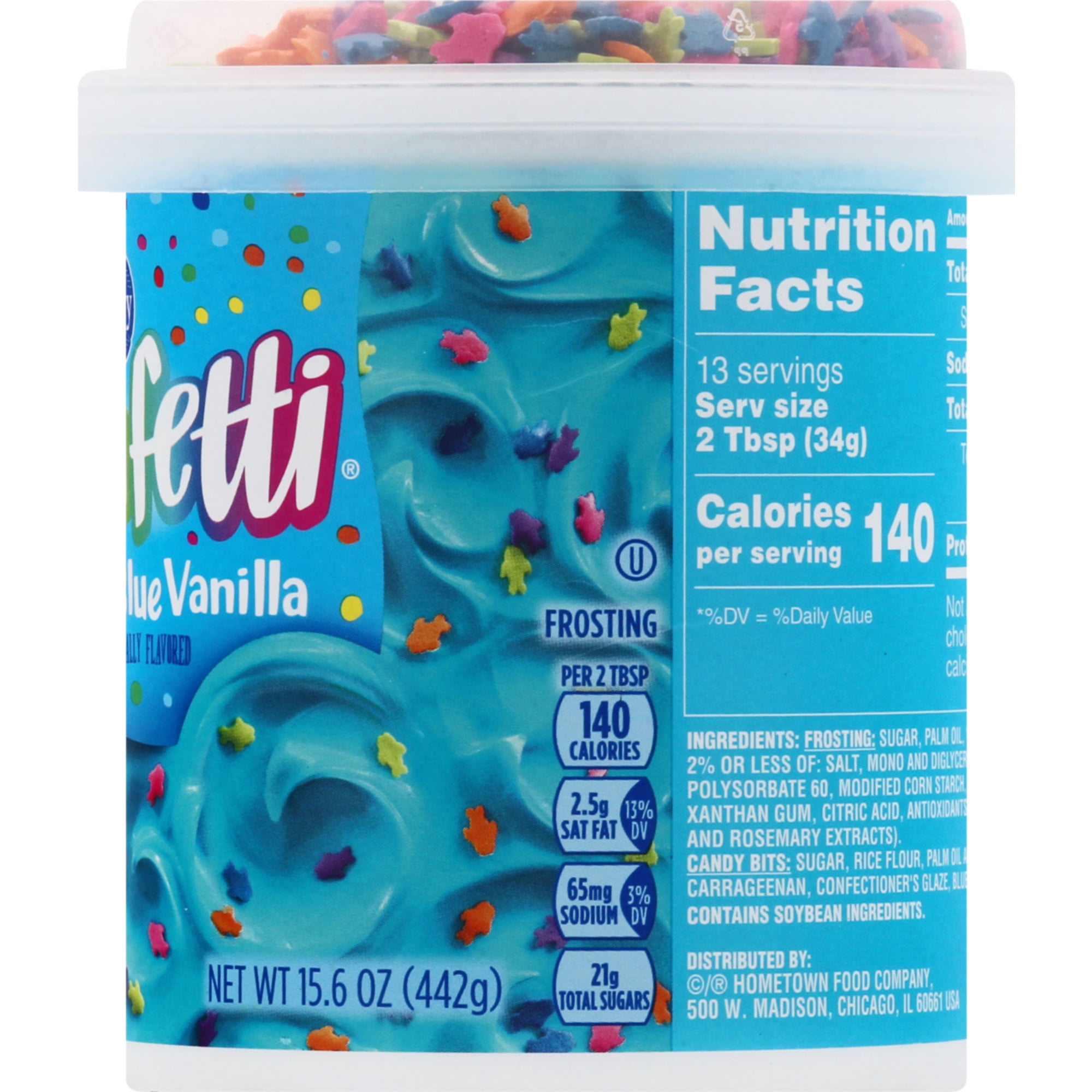 Pillsbury Funfetti Aqua Blue Vanilla Frosting with Sprinkles (Blue, 15.6 oz) 9eyvw