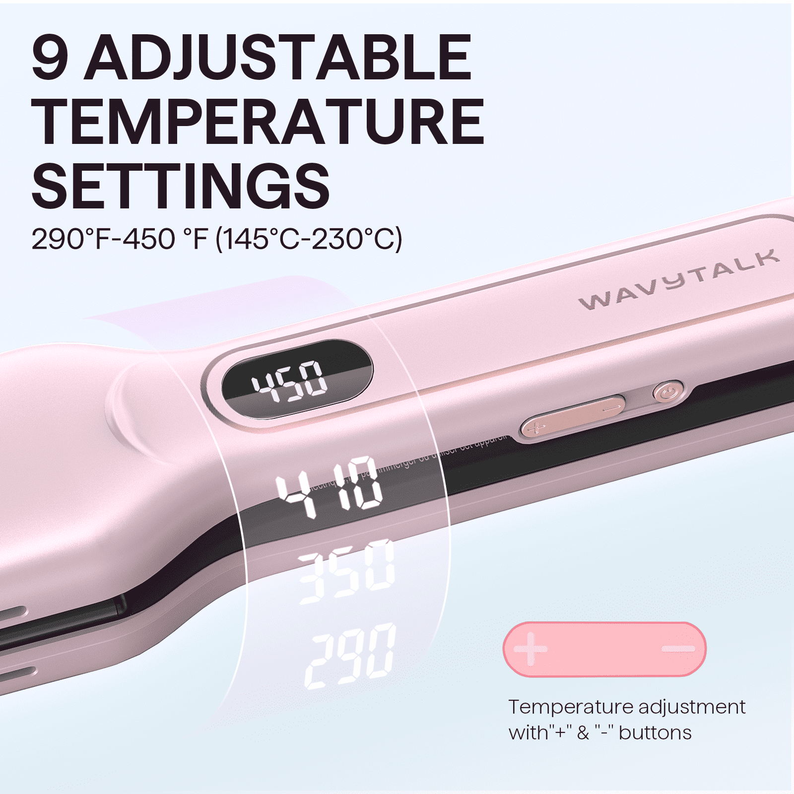 Wavytalk Wet to Dry Hair Straightener, Titanium 1.75 in Wide Flat Iron for Fast Styling (Pink, 1.75 in) 3pc28
