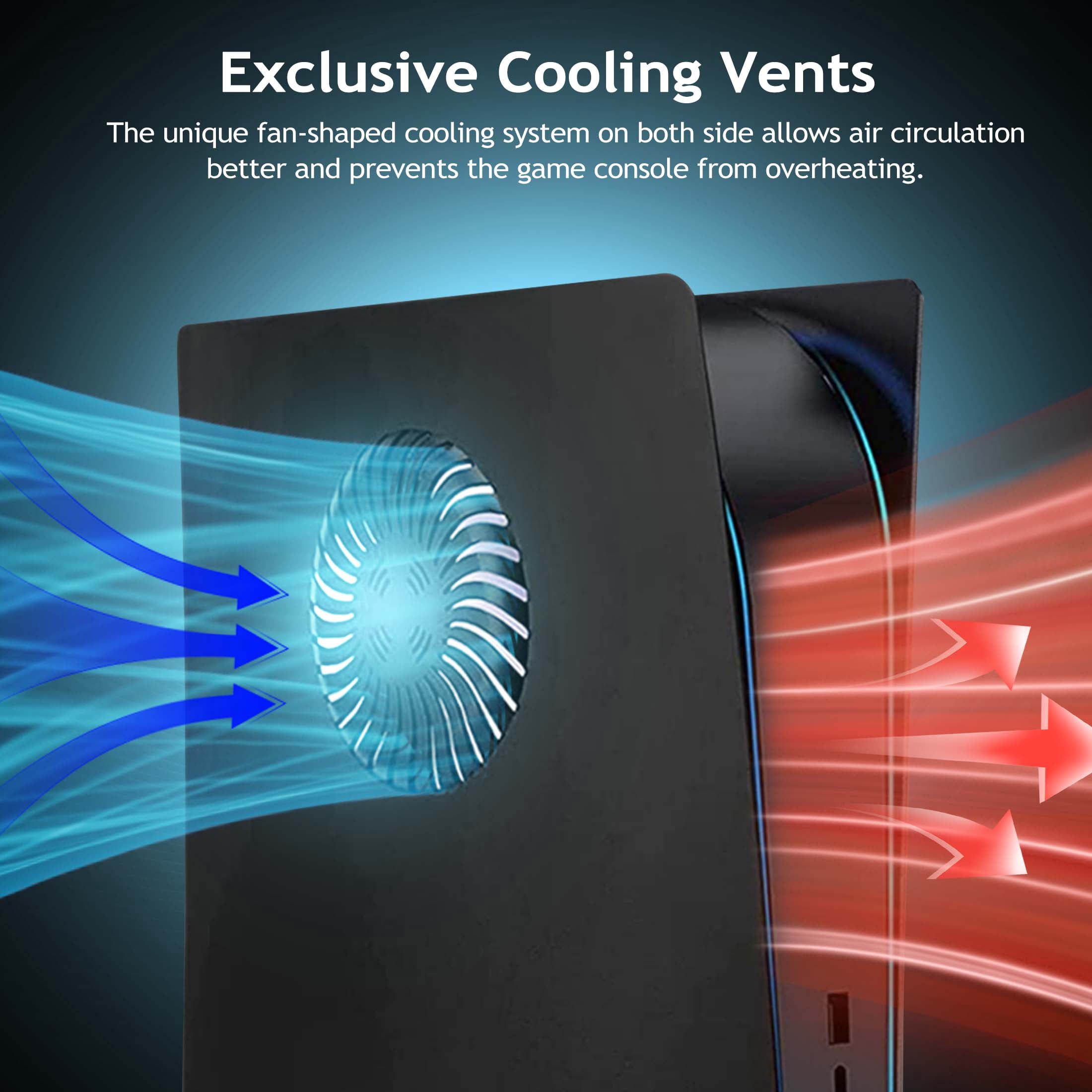 SIXGOLDHUA PS5 Digital Edition Faceplate Cover with Cooling Vents and Dust Filter (Black, 1 Set) j8j1m