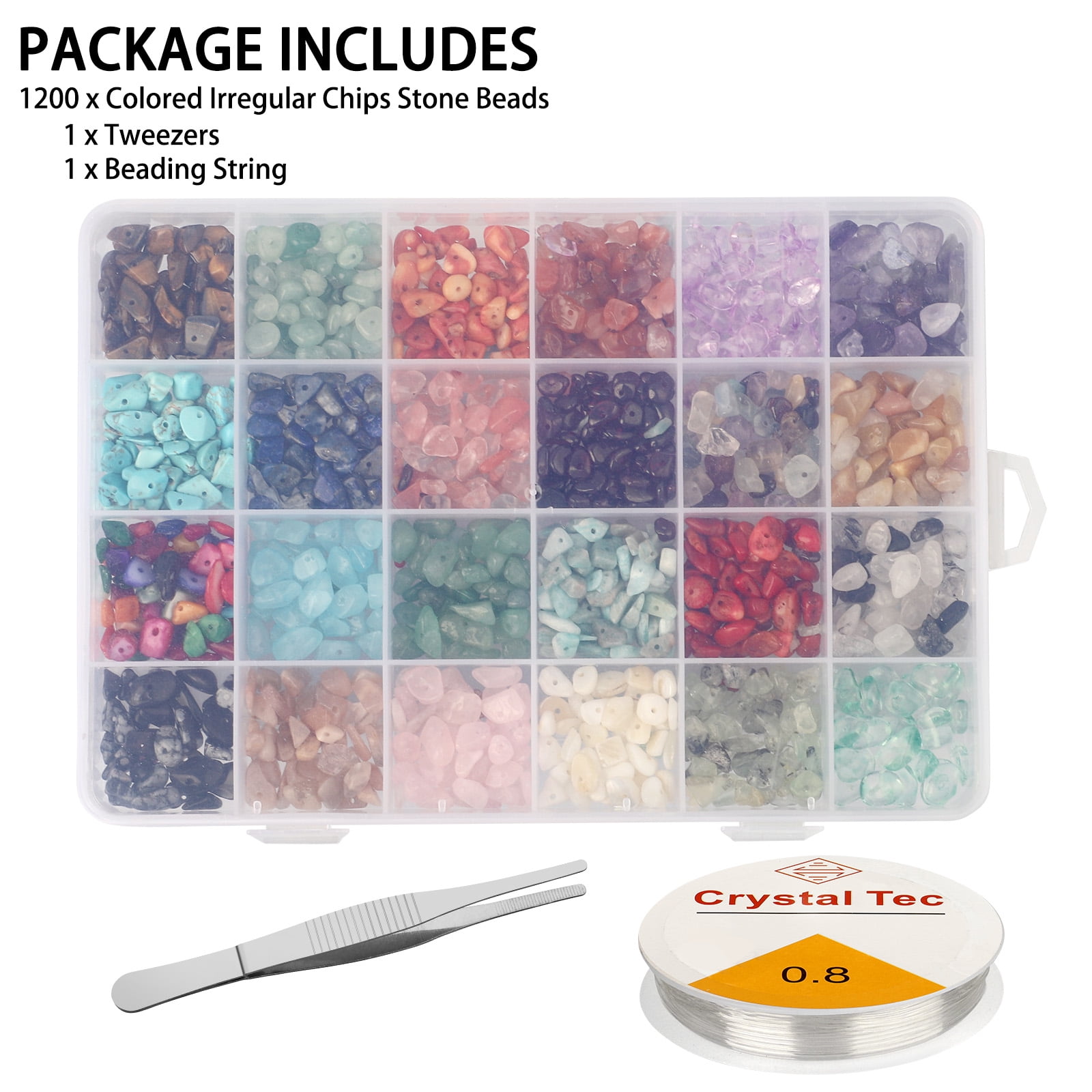TSV Natural Gemstone Beads, Irregular Crystal Chips for Jewelry Making (Multi-Color, 1200 Pieces) i4qzz