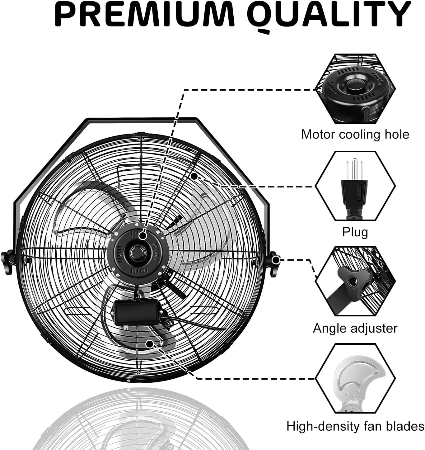 Simple Deluxe 20 in Industrial Wall Mount Fan, High Velocity Commercial Ventilation Metal Fan (Black, 20 in) ph4fl