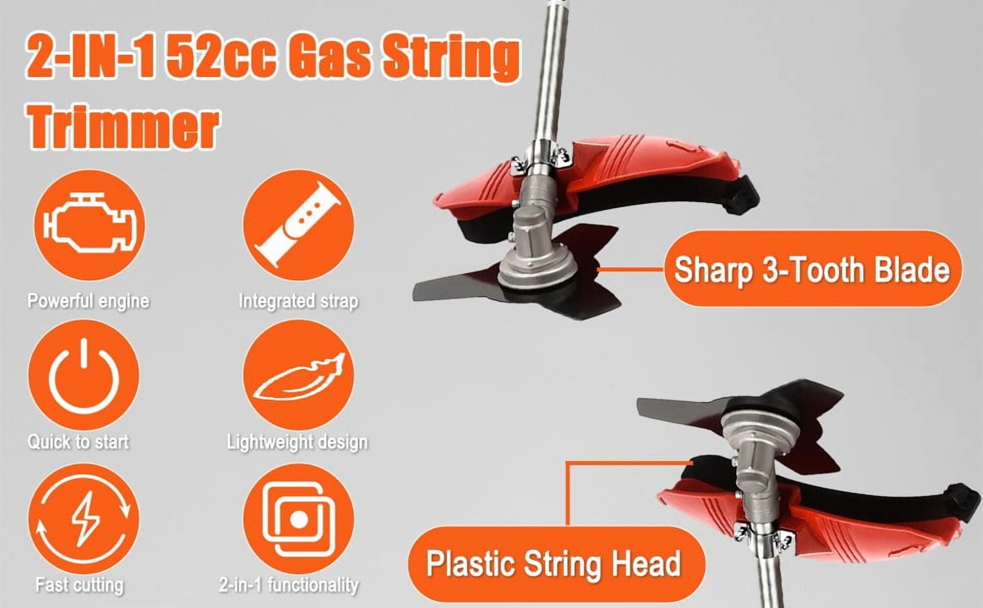 YNCE 52cc Gas Powered String Trimmer and Brush Cutter 3-in-1 Lawn Edger (Red, 52cc Engine) 978zh