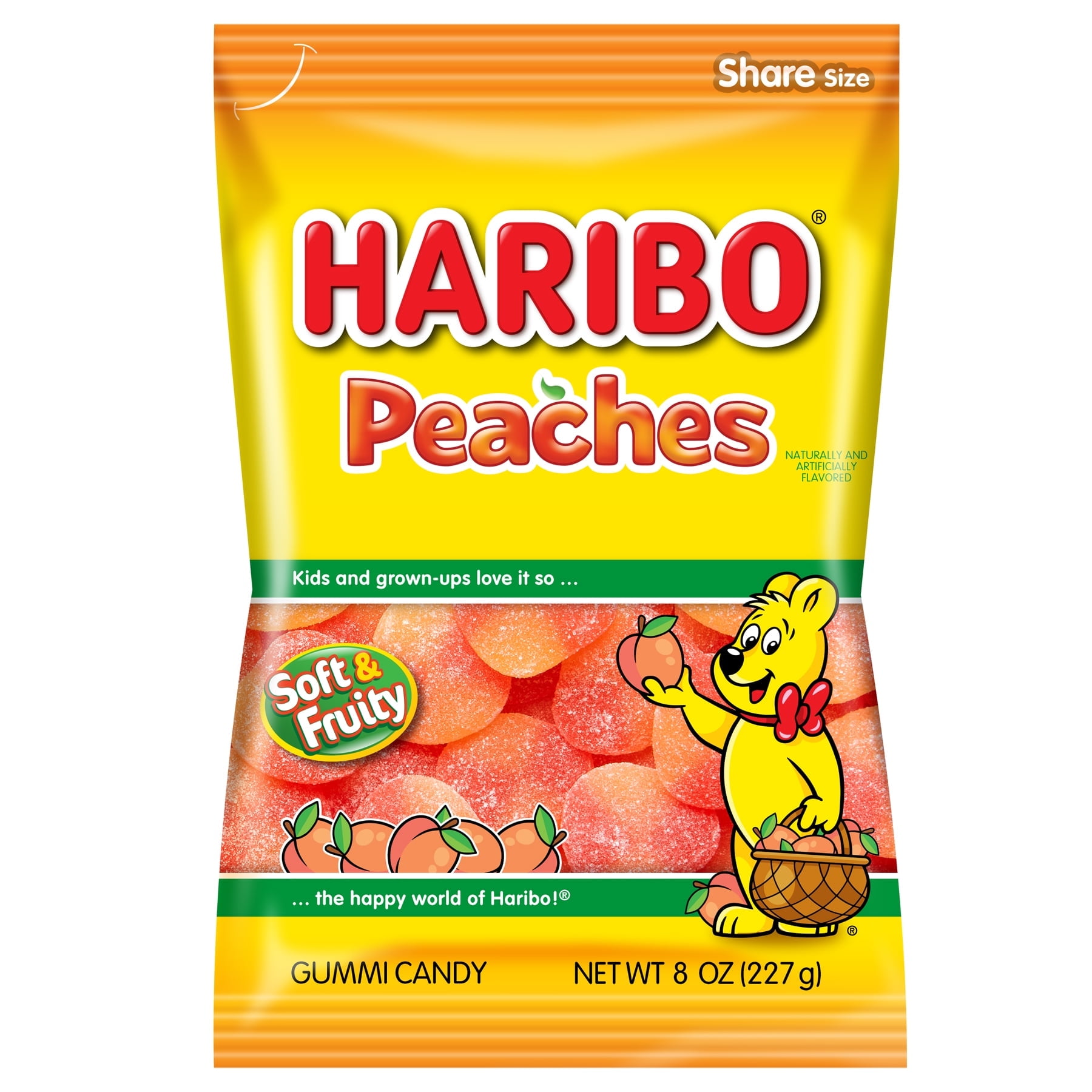 HARIBO Peaches Gummies Fruity Peach Flavored Chewy Candy (8 oz) ut88x