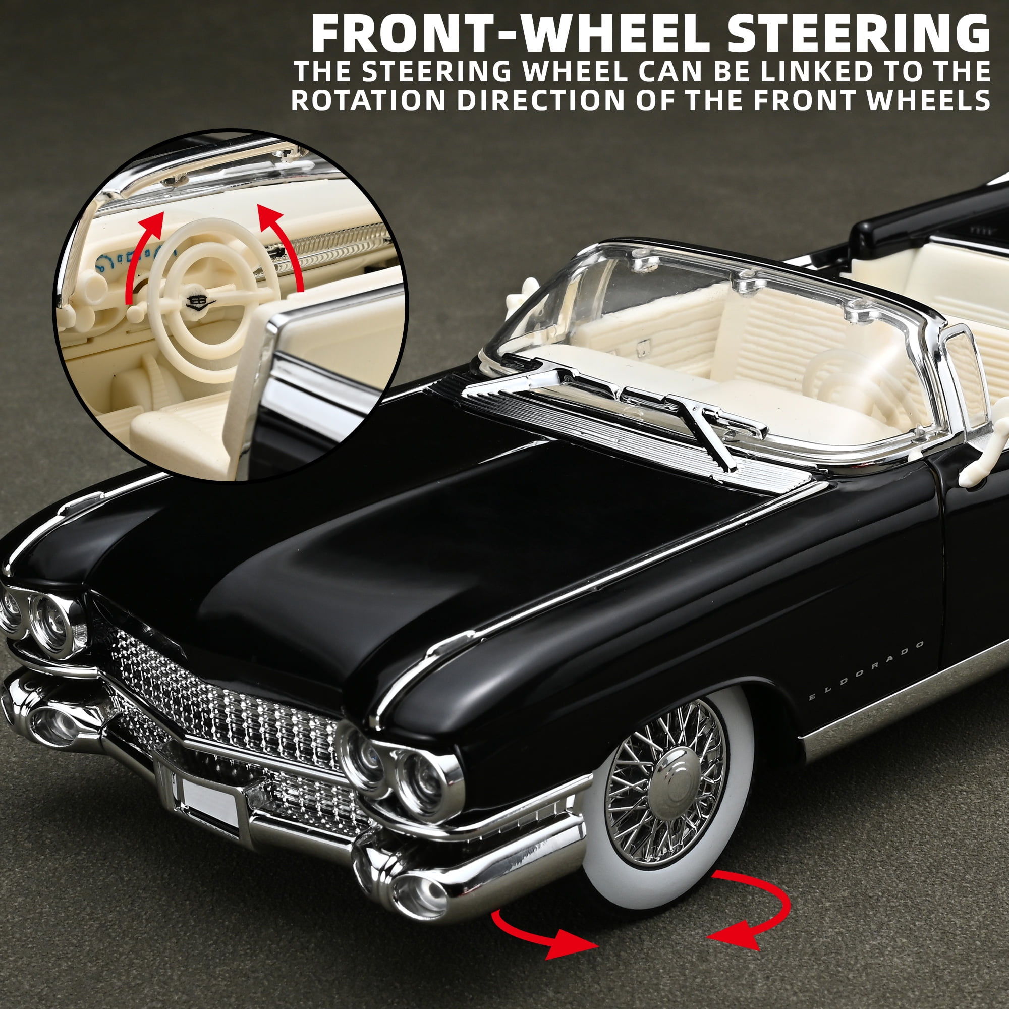 Anmyjuly 1/24 Scale Die-Cast Retro Sports Car Model with LED Lights and Sound Effects (Black, 9.37 in) 6c61d