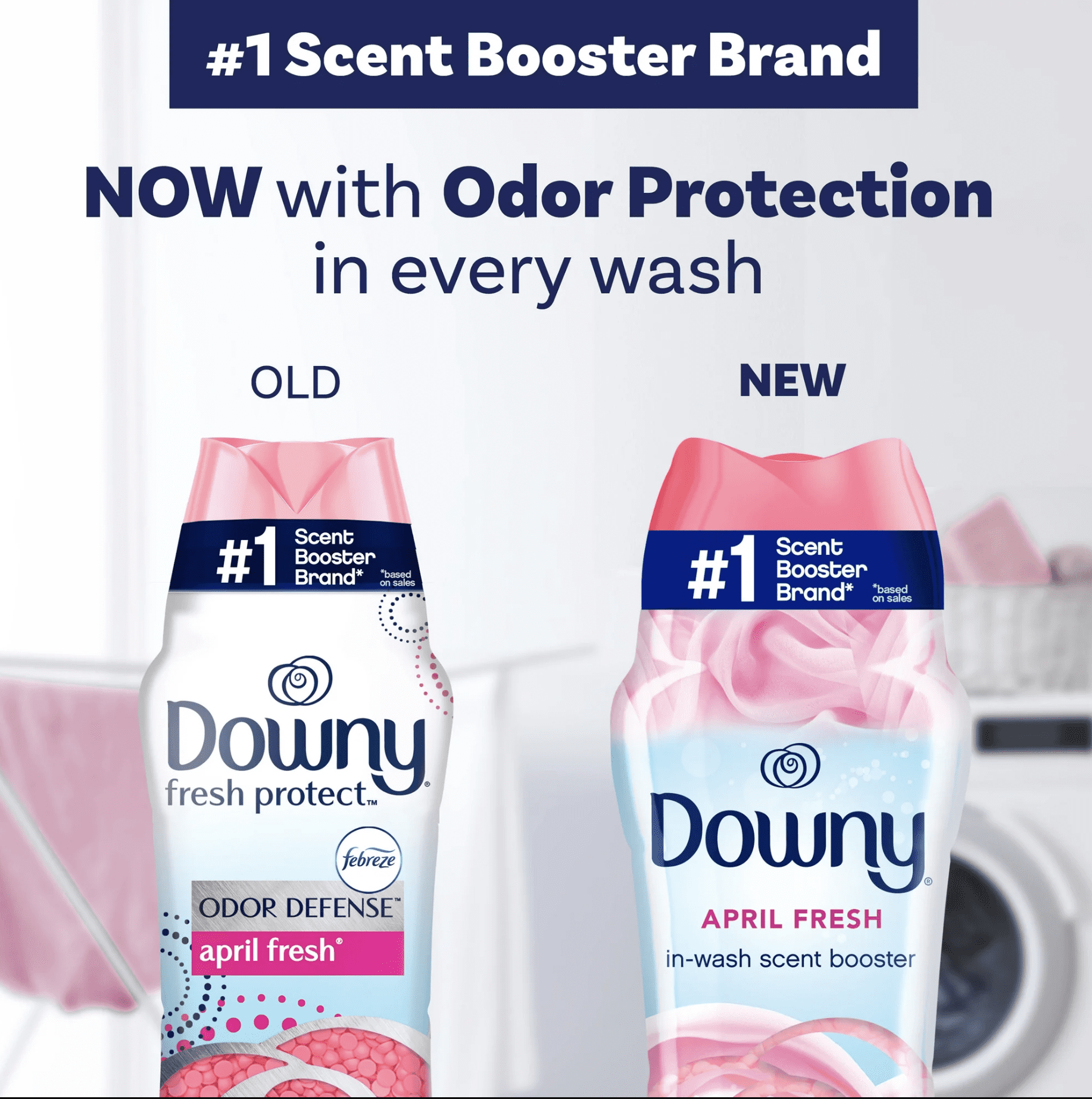 Downy In-Wash Laundry Scent Booster Beads, April Fresh Scent, Long-Lasting Odor Defense (48 oz Total, 2 Pack) bfq34