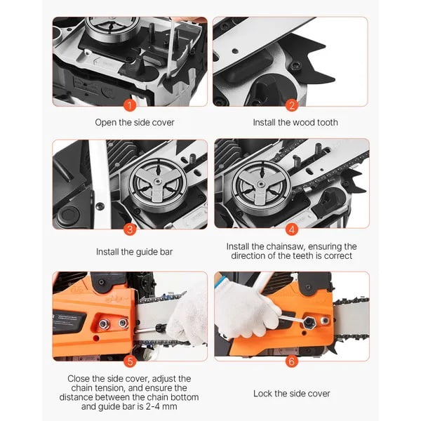 Generic 62cc Gas Chainsaw, 3.8 HP Professional Wood Cutting Tool with 20 in Guide Bar (Orange, 20 in) wf4f5