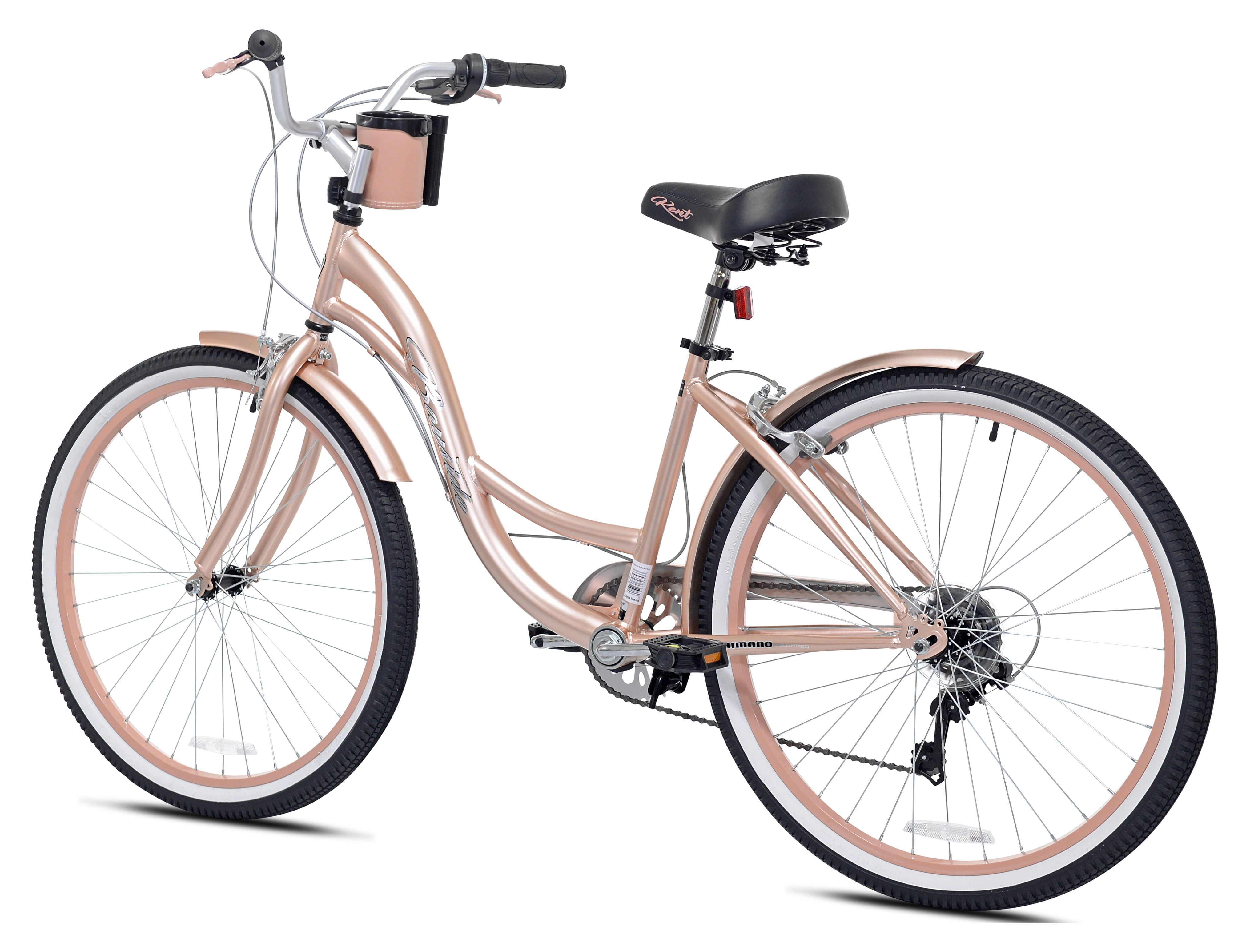 Kent Bayside Cruiser Bicycle, 7-Speed Step-Through Frame, Adult Unisex (Rose Gold, 26 in) 5rz9n