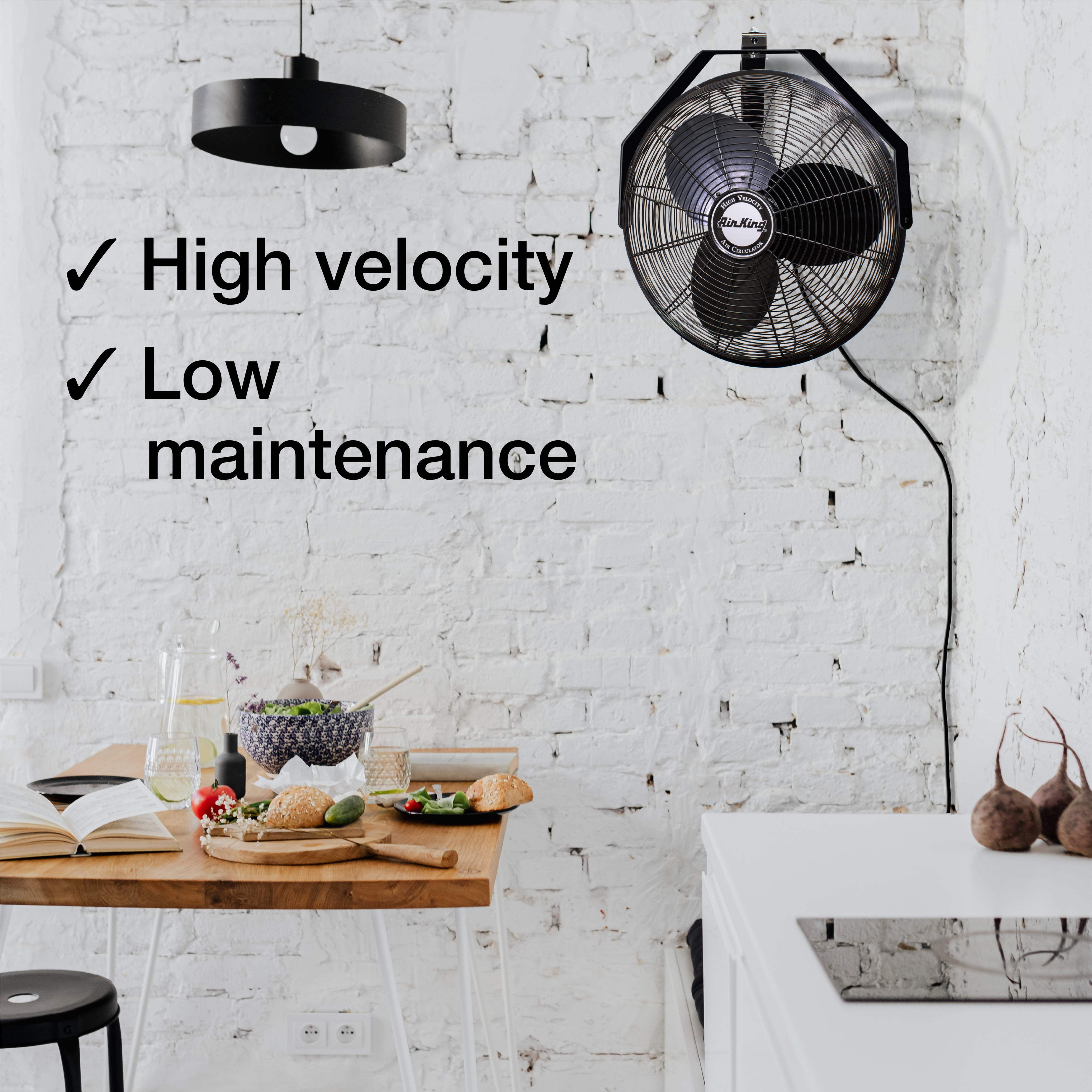 Air King 18 in Industrial Grade High Velocity Wall Mount Fan (Black, 18 in) lor7c