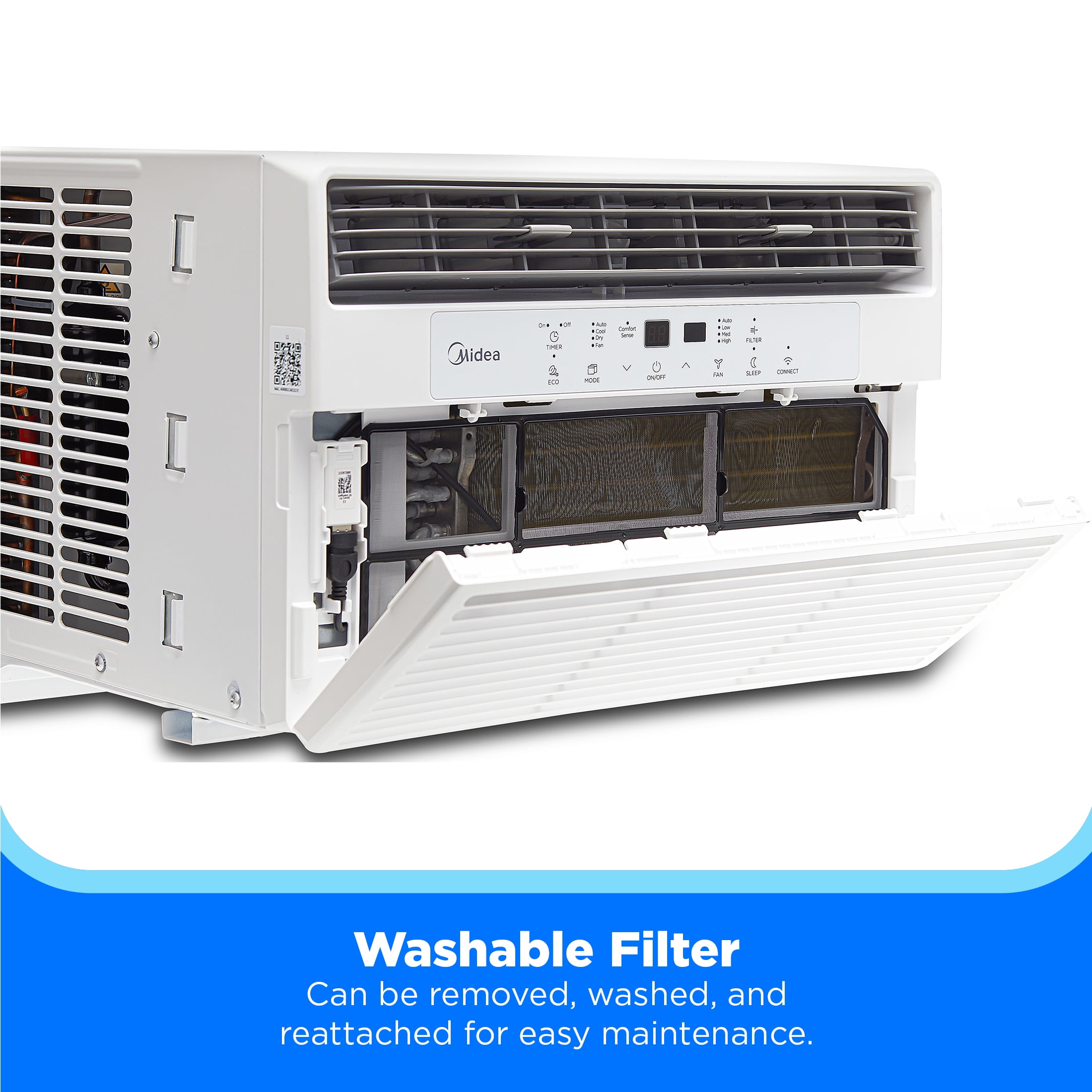 Midea 8,000 BTU Smart Window Air Conditioner with Comfort Sense Remote (White, 350 Sq. ft.) 9zpng