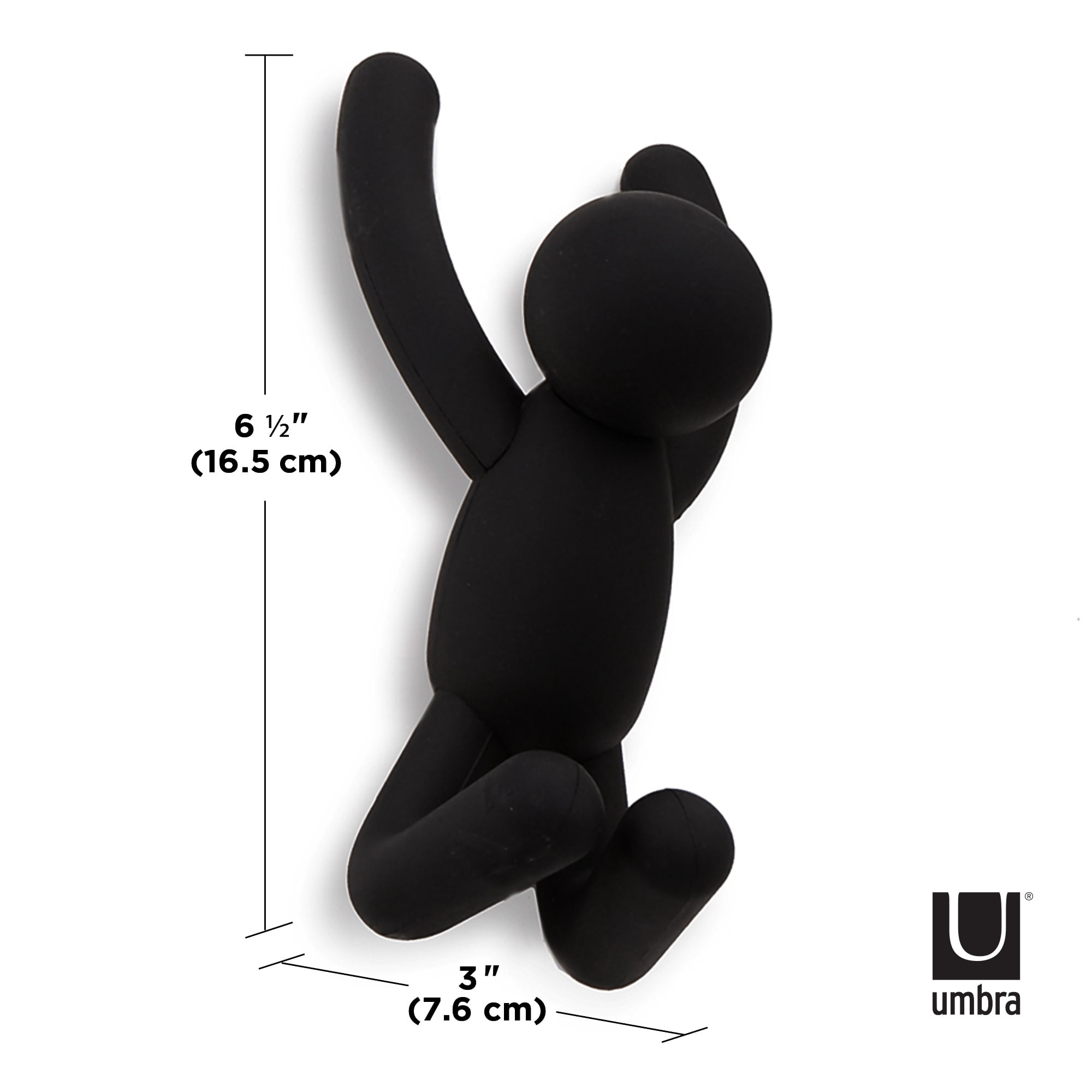Umbra Buddy Wall Hooks Decorative Wall-Mounted Coat Hangers (Black, 5 lb Capacity) a7w95