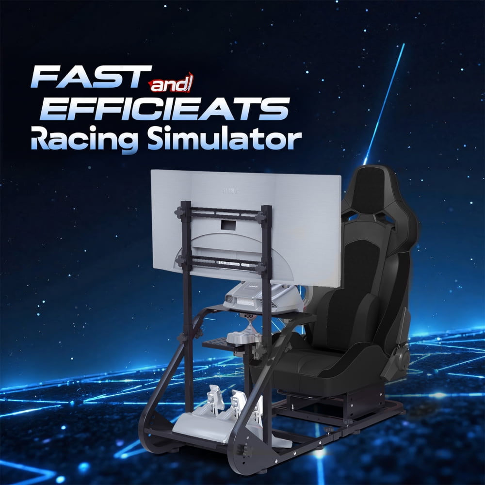 Generic Racing Wheel Cockpit Simulator Stand for Fanatec Thrustmaster Logitech (Black) sfbbc