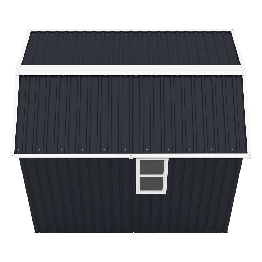 Generic Metal Storage Shed Outdoor Garden Tool House with Lockable Doors and Air Vents (Grey, 8x6 ft) nbo5r