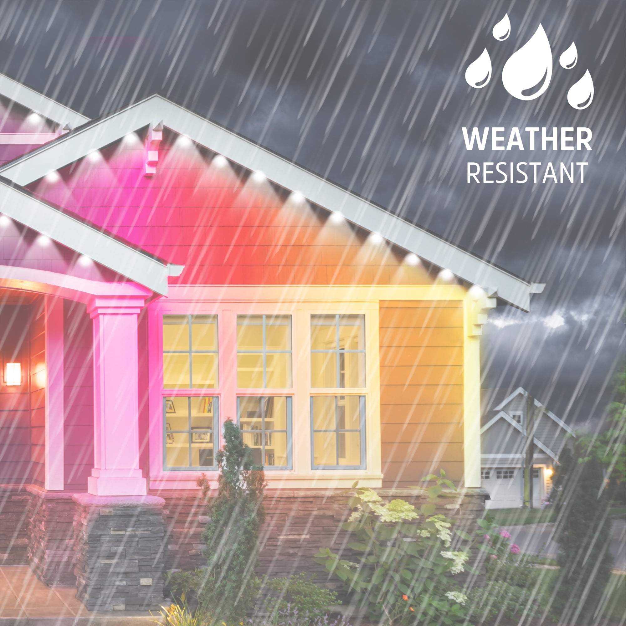 Energizer Smart WiFi Outdoor Permanent LED String Lights, RGB+IC Color-Changing, App & Voice Control, Weatherproof (Multi-Color, 100 ft) kqpcp