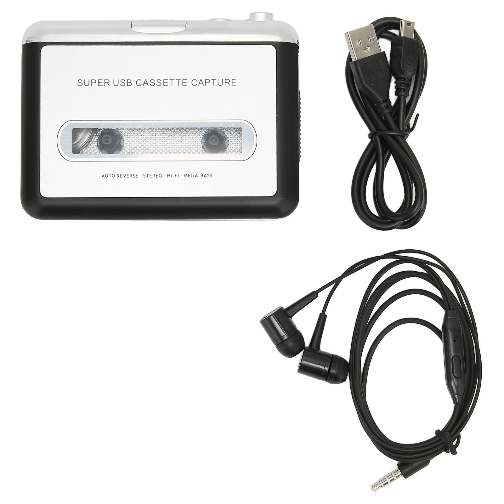 Eotvia USB Cassette Tape Player, Portable Audio Converter for Laptops (Black, 4.5 in x 3.5 in x 1.2 in) 801ch