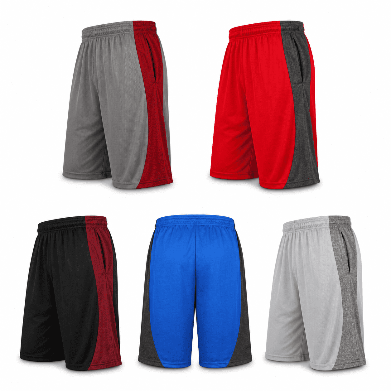 Daresay Mens Moisture Wicking Athletic Basketball Gym Shorts with Pockets (Black, 5 Pack) lfvmf