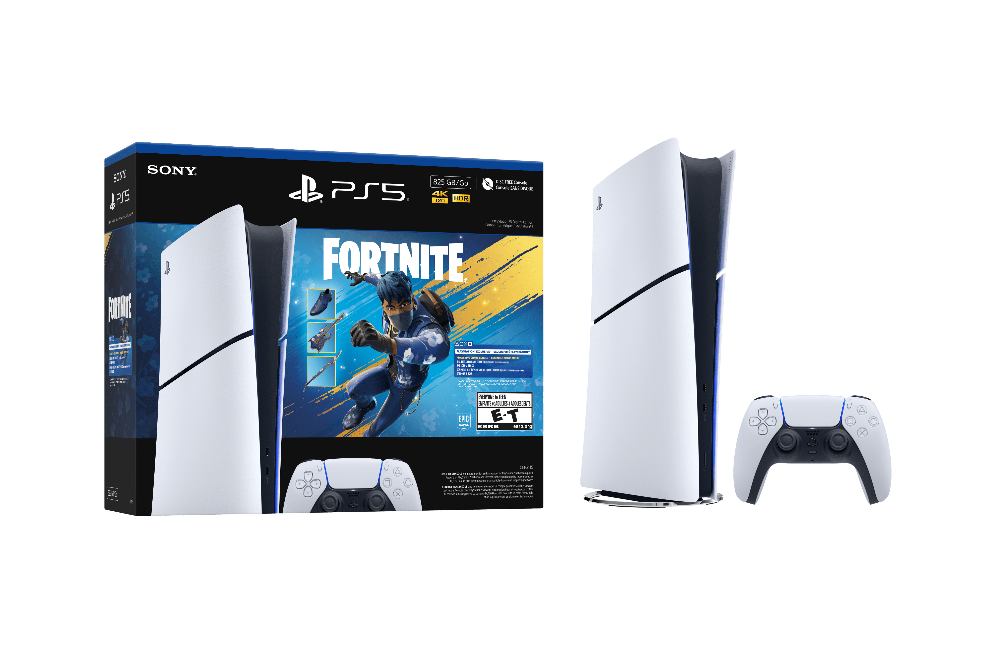PlayStation 5 Digital Edition Console (White, 825GB) Fortnite Flowering Chaos Bundle fij9i