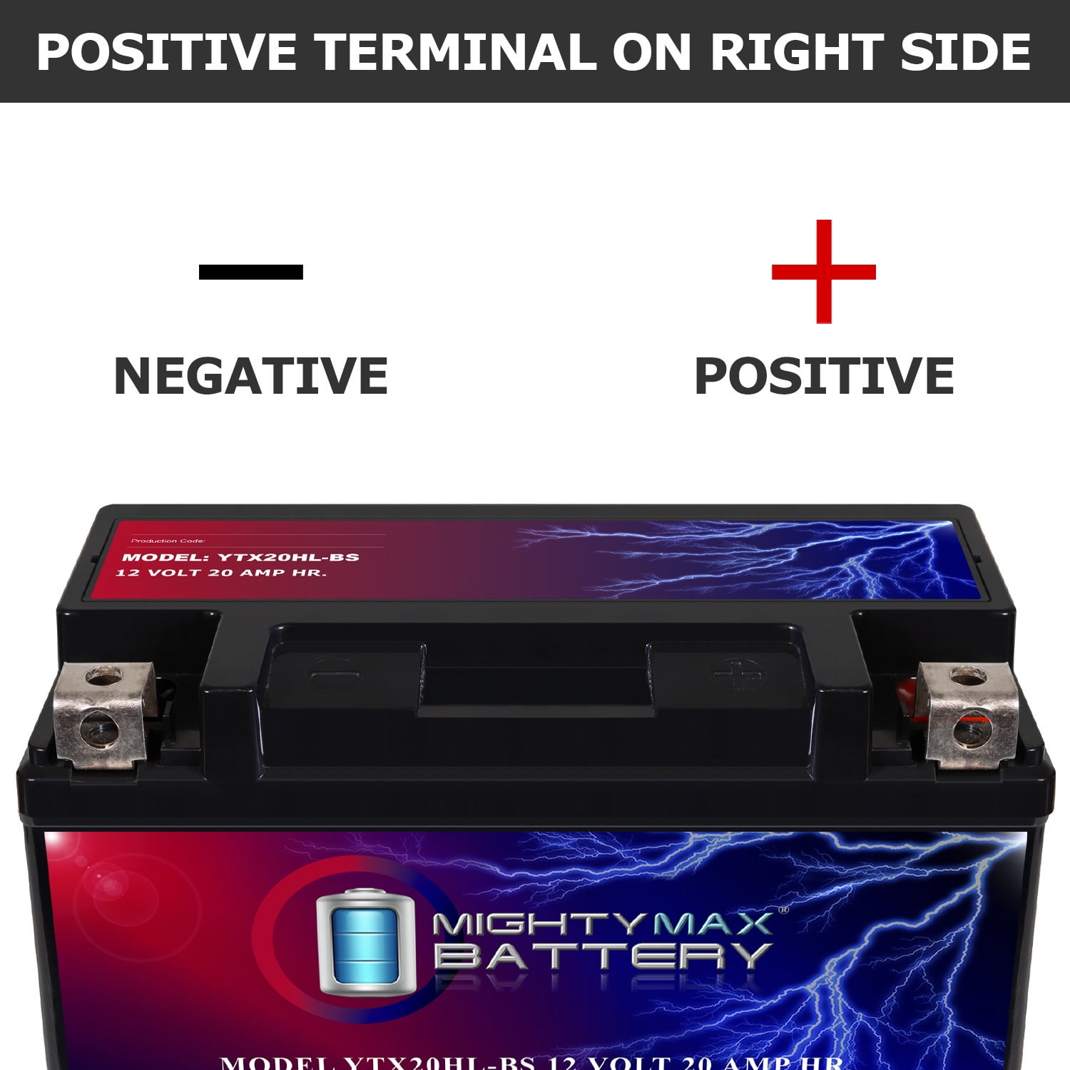 Mighty Max Battery YTX20HL-BS 12V 20AH AGM Sealed Lead Acid Replacement Battery (Black, 6.88 in x 3.50 in x 6.13 in) 06654