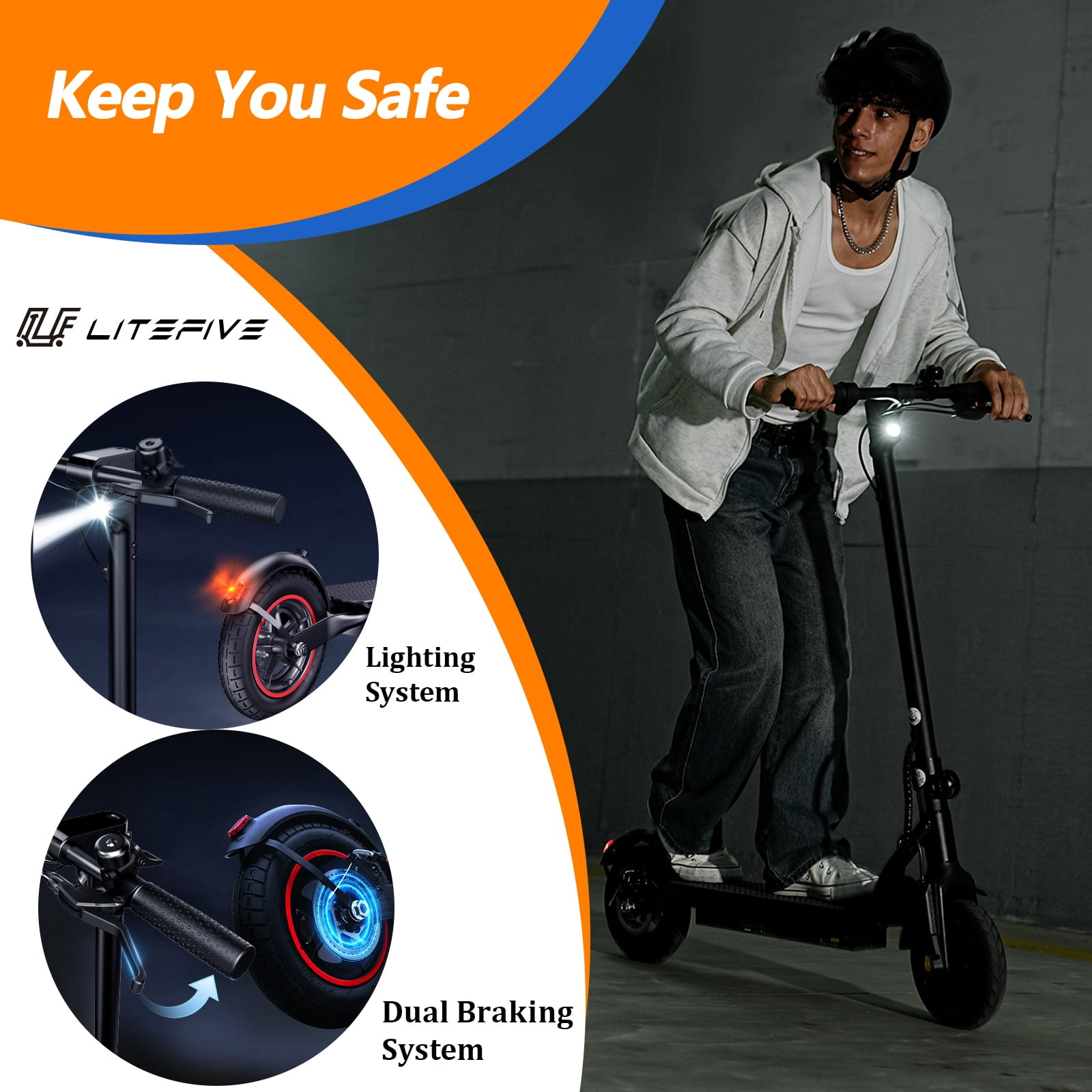 LiteFive LF5 350W Electric Scooter for Adults, Portable Folding Commuter E-Scooter (Black, 31 lb) li11m