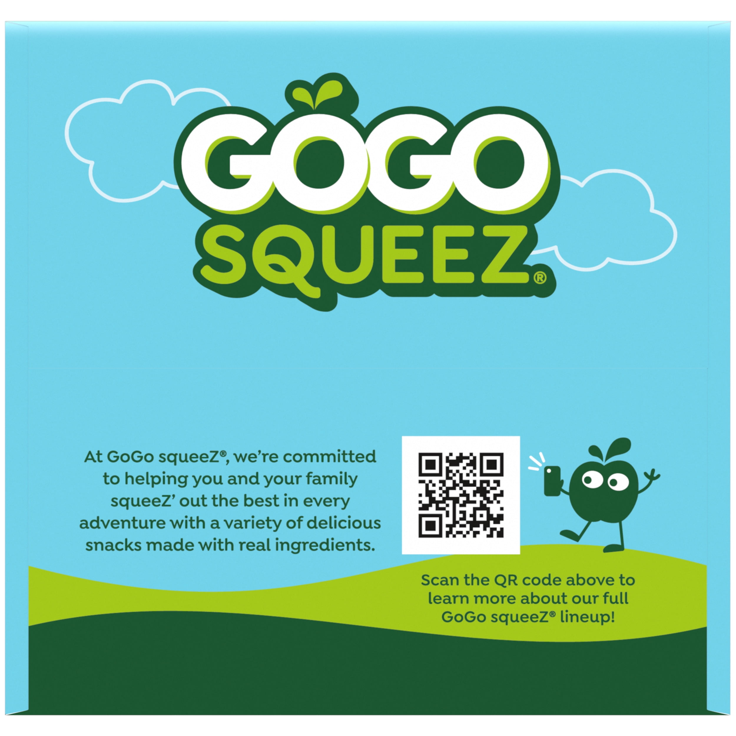 GoGo squeeZ Fruit Puree Applesauce Pouches, No Sugar Added, Apple Apple Flavor (3.2 oz, 24 Pack) m58y9