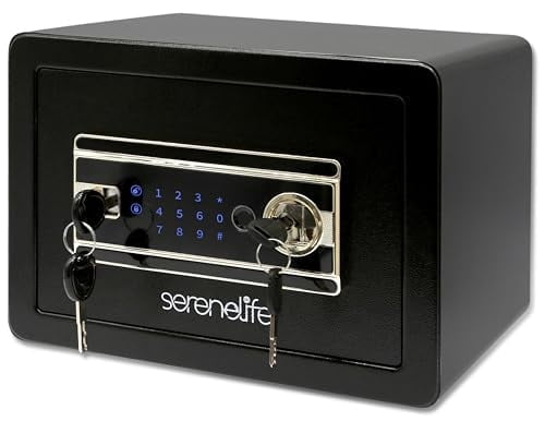 SereneLife Electronic Fingerprint Home Safe Box (Steel, 13.77 x 9.84 x 9.84 in) mhhqk
