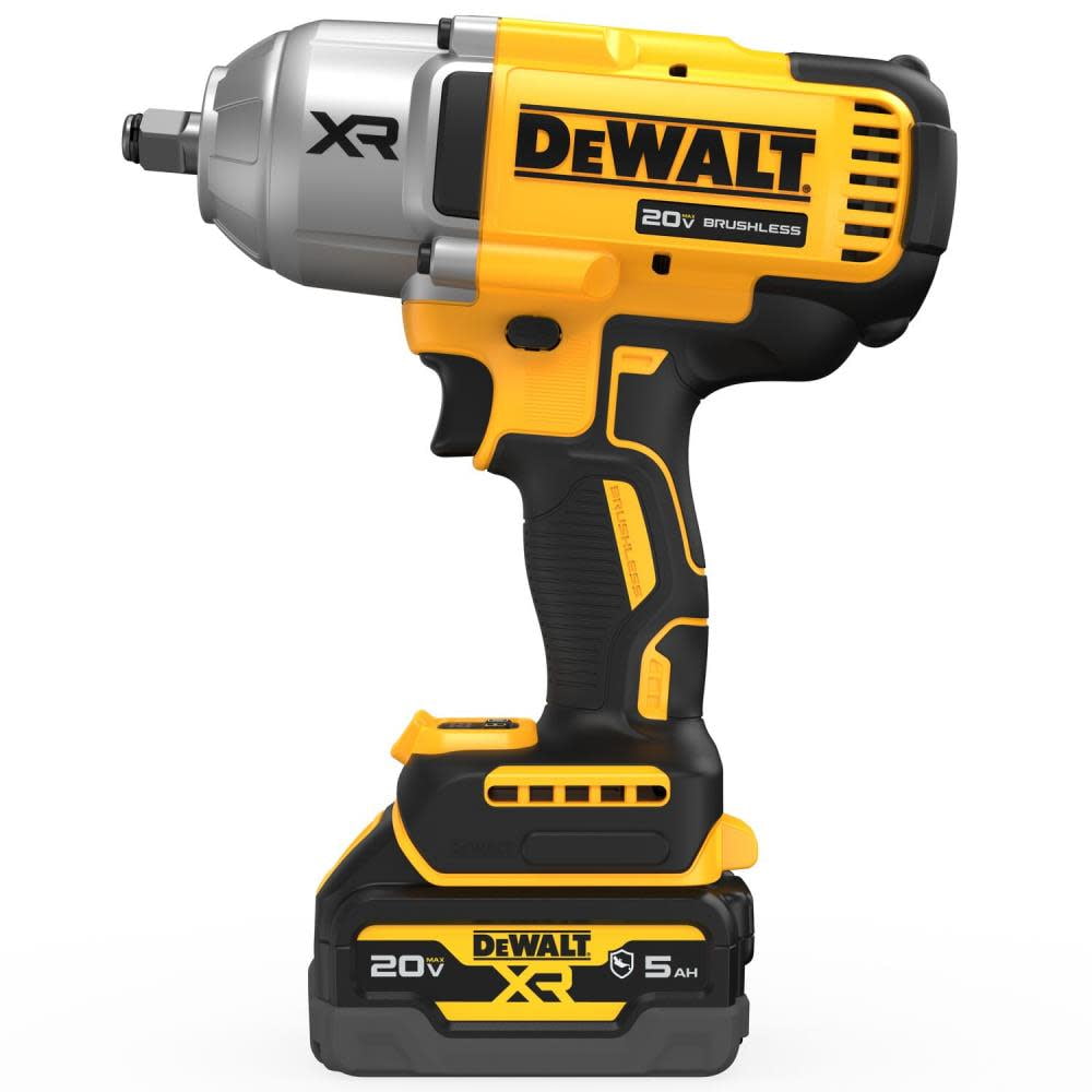 DEWALT 20V MAX XR High Torque Impact Wrench Kit with Hog Ring Anvil (2 Batteries, 5.0 Ah) 9e4kf