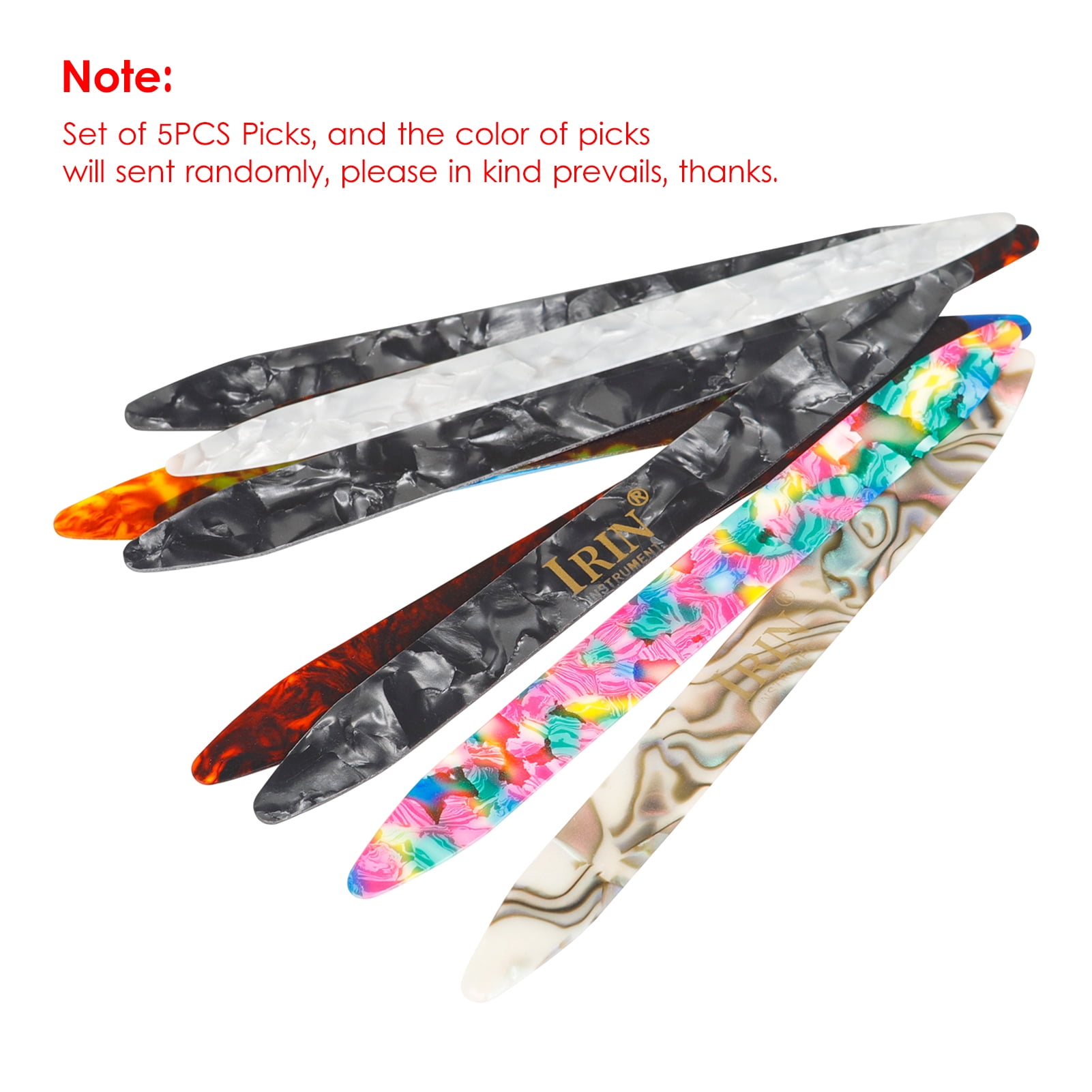 IRIN Celluloid Plectrum Picks for Oud and Moon Lute String Instruments (Assorted Colors, 5 Pack) kj5fa