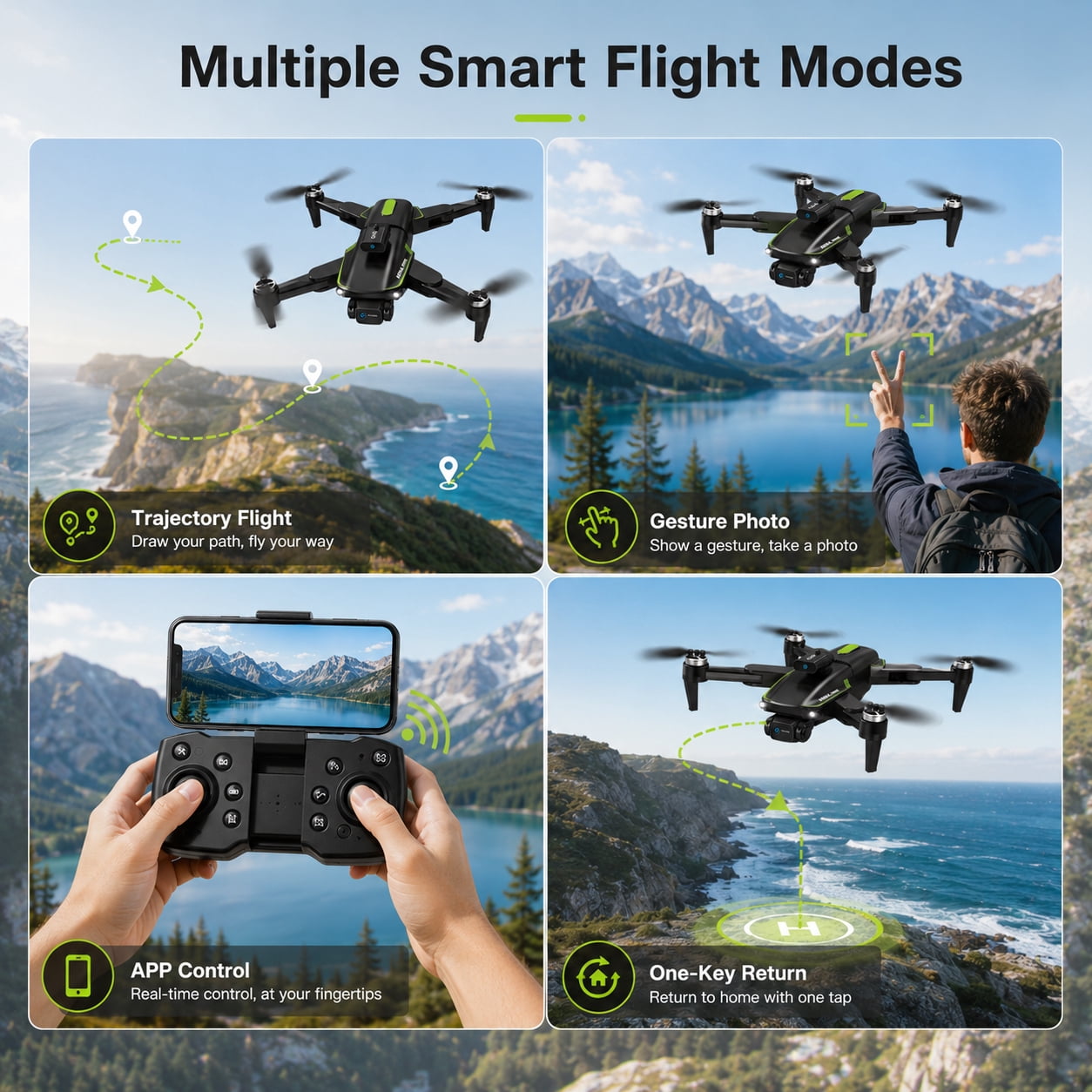 VILINICE 1080P FPV Quadcopter Drone with Dual Cameras, Brushless Motor, Obstacle Avoidance, Foldable Design (Black, 1 Pack) 1wxrh - Image 5