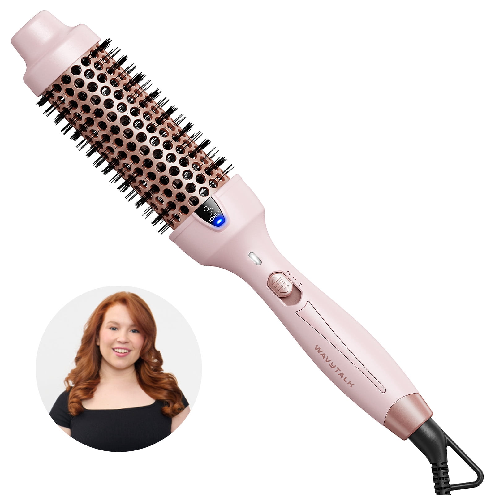 Wavytalk Thermal Round Brush, Negative Ion Heated Hair Styler for Blowout Look (Pink, 1.5 in) 28ry8