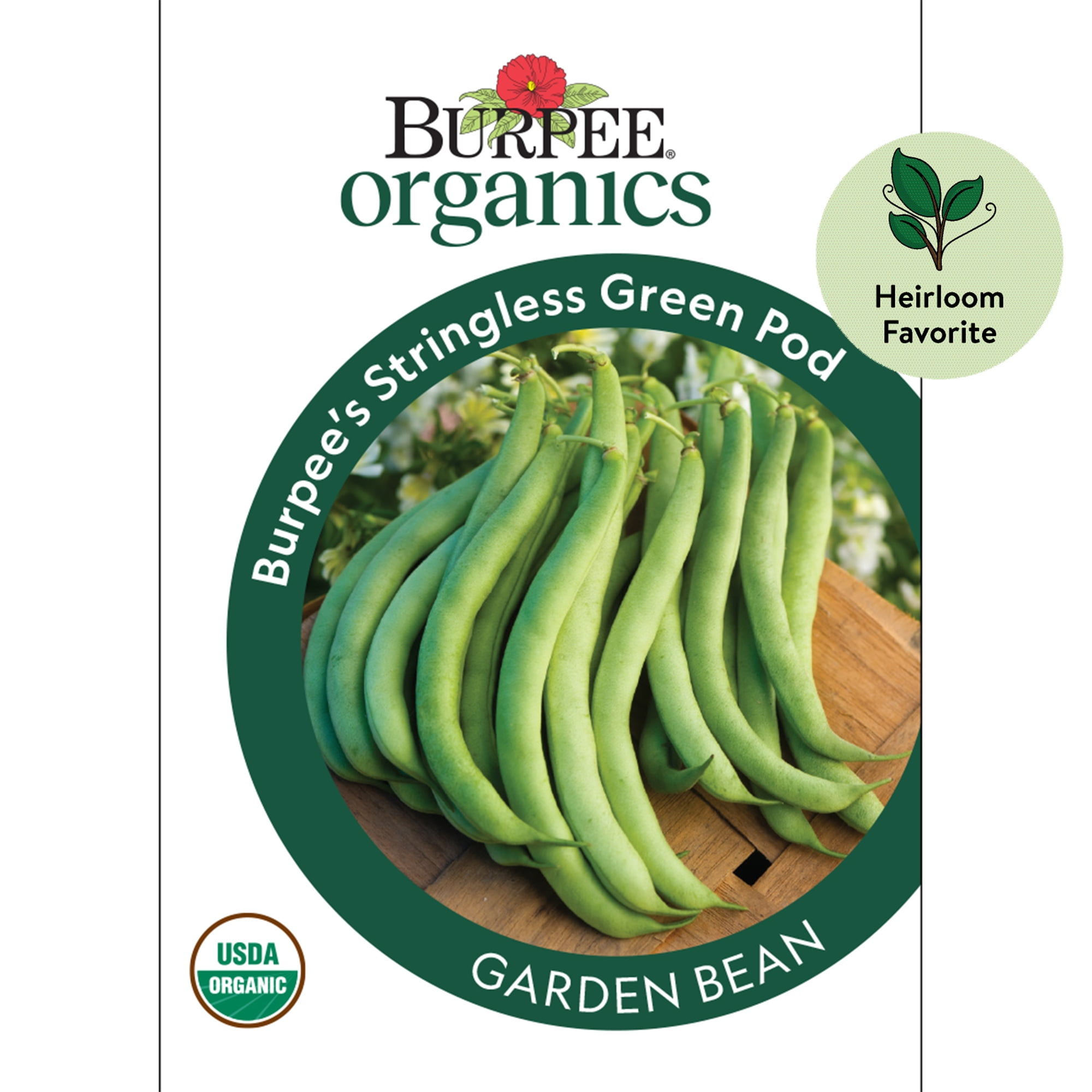 Burpee Organic Stringless Green Pod Bush Snap Bean Seeds (Green, 1-Pack) 9bj6r