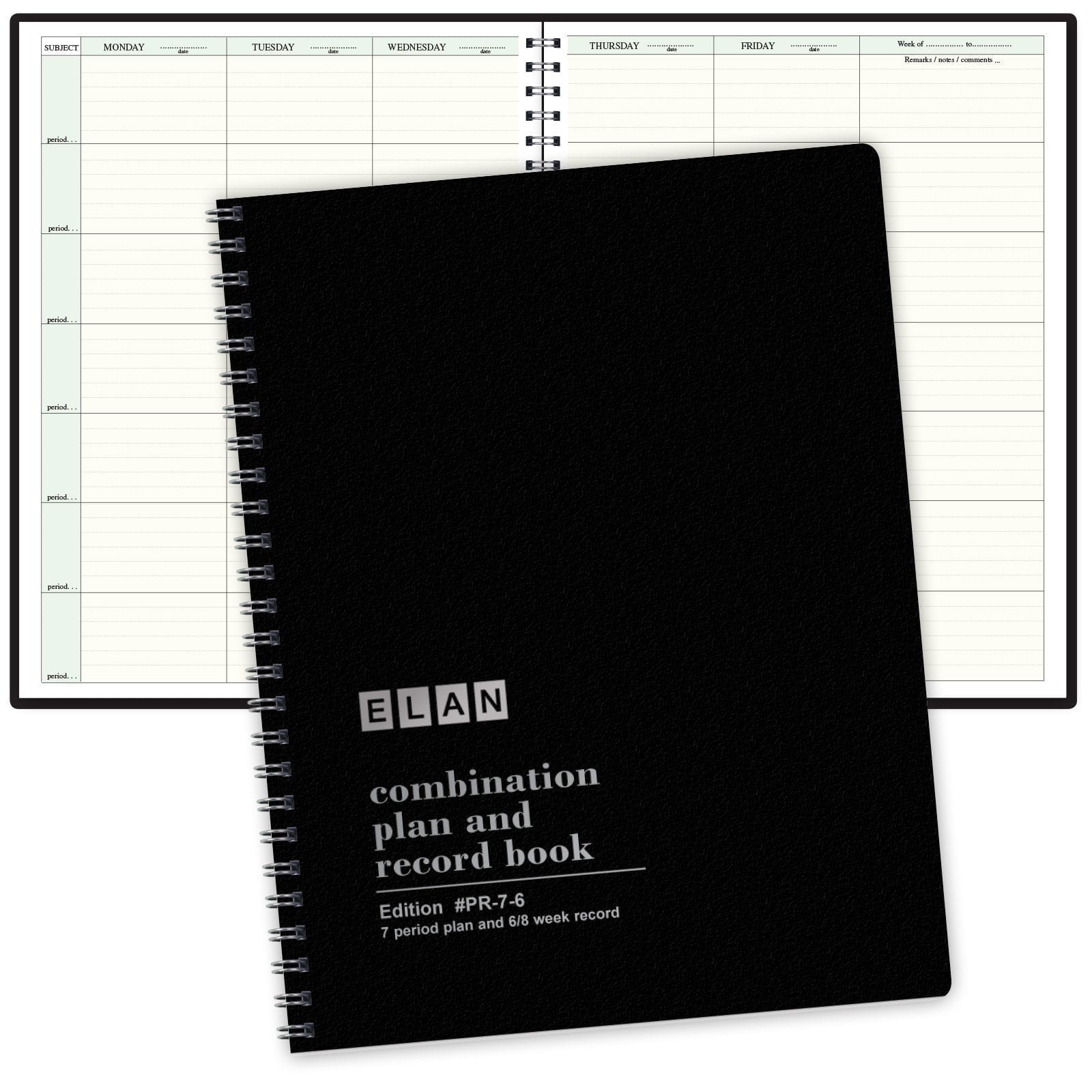 Elan Publishing Company Teacher Lesson Planner and Grade Book (Black, 8.5 in x 11 in) sy80l