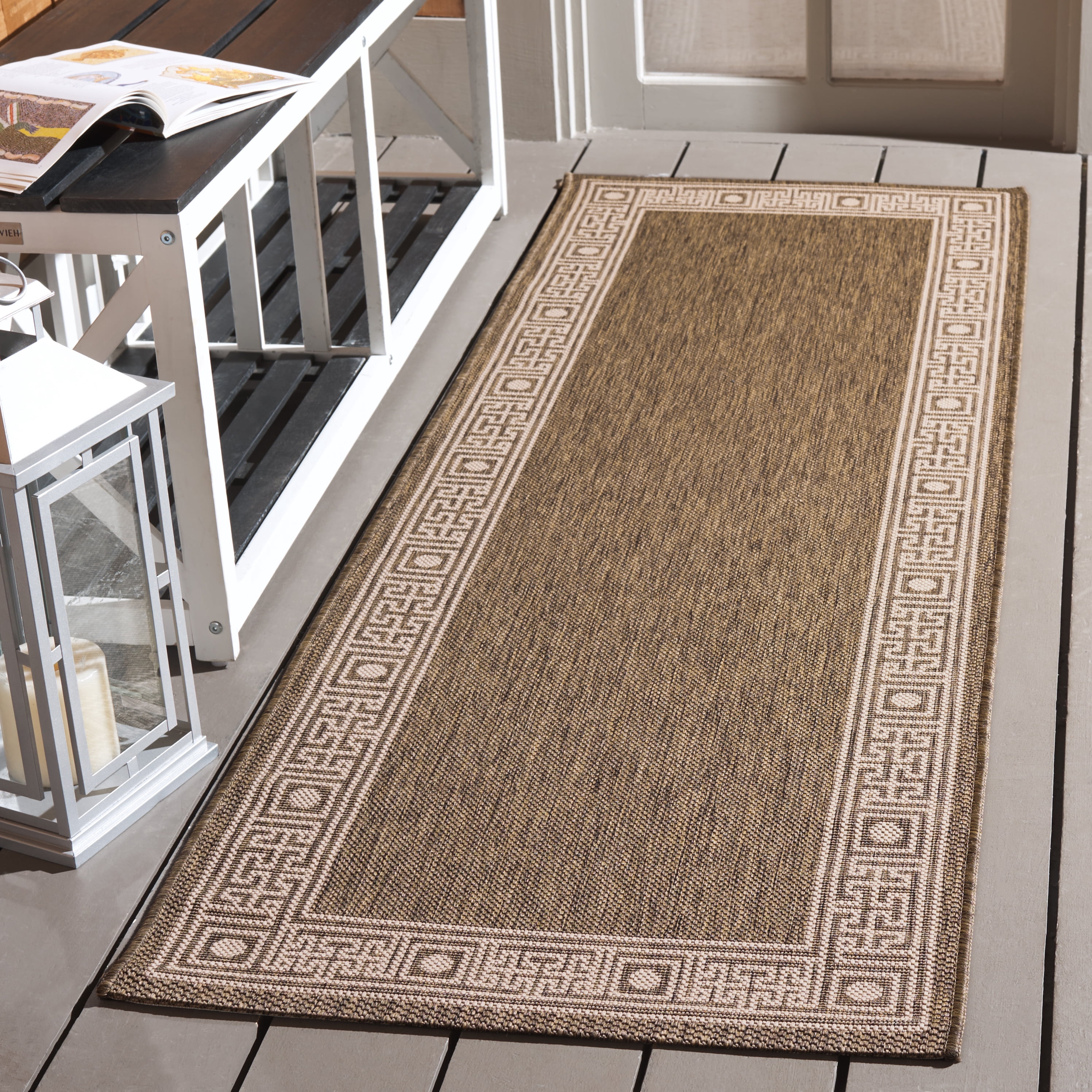 Safavieh Courtyard Chase Oriental Indoor/Outdoor Runner Rug (Dark Beige, 2 ft 3 in x 6 ft 7 in) 6fm7y
