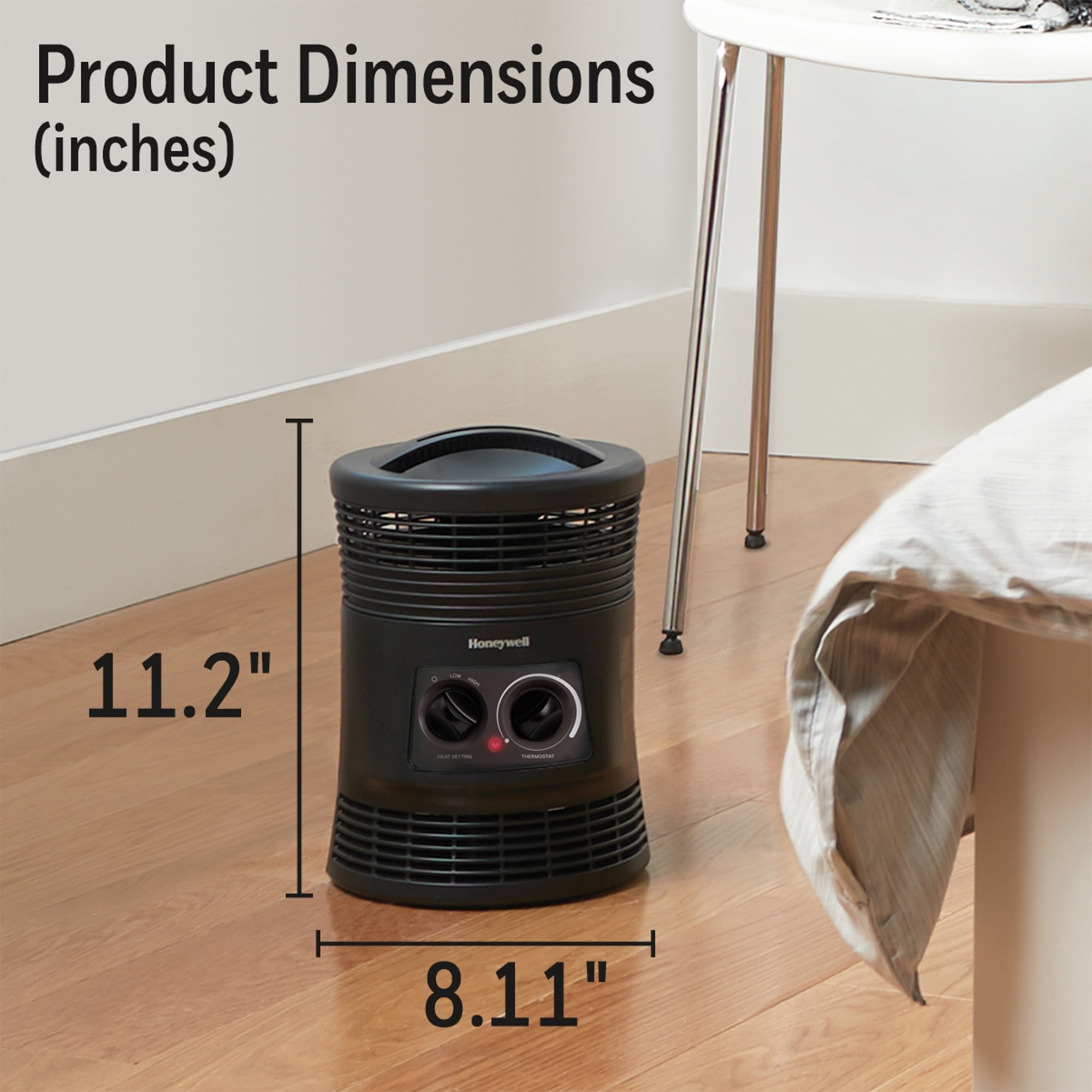 Honeywell 360 Surround Electric Space Heater, Portable Indoor Room Heater with Adjustable Thermostat (White, 1 Unit) hsklq