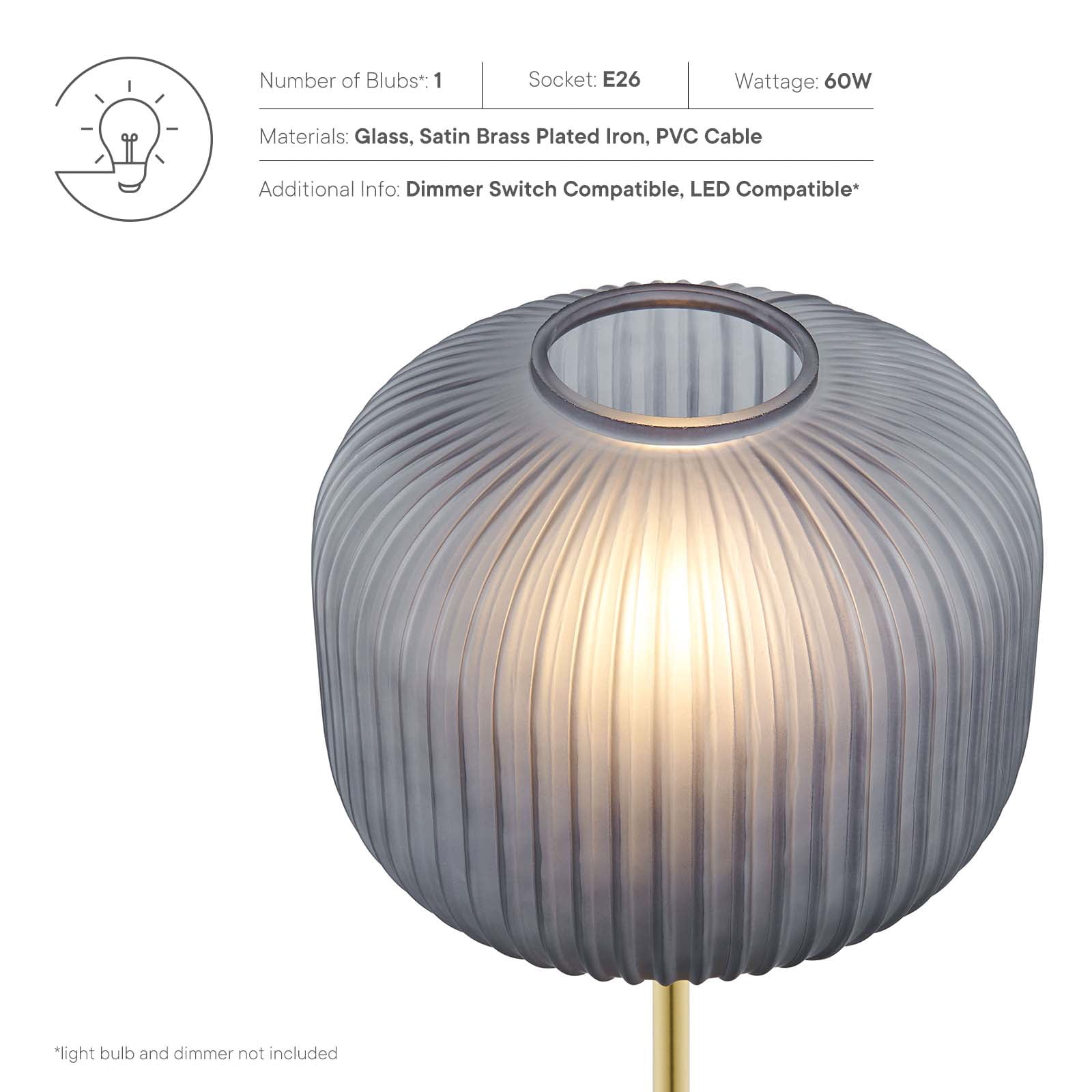 Mod Modern Table Lamp with Opaque Glass Shade and Satin Brass Base (Gold, 18 in) ukvin