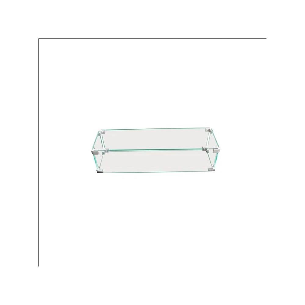 Living Source International Rectangle Fire Pit Flame Guard (Clear, 24 in x 12 in) 5uxg0