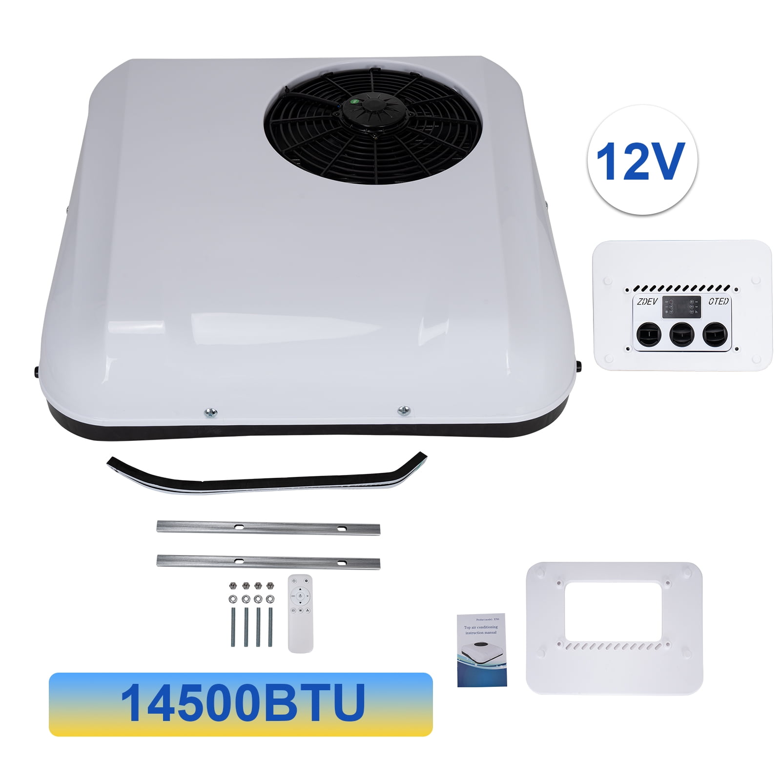 Jrswin 12V Rooftop Air Conditioner Unit for Semi Truck and RV (14500 BTU, 1 Unit) w9xqh