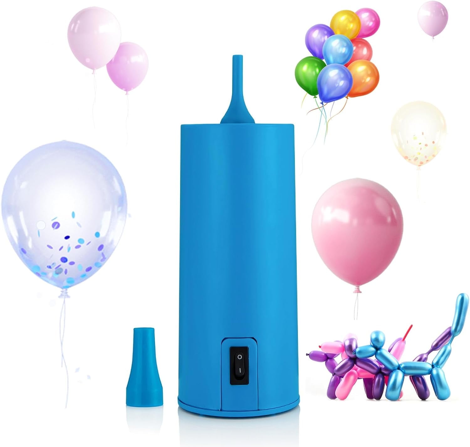 SUWU Electric Balloon Inflator Pump Portable Air Blower for Party Decorations (Blue, 1 Unit) bmlxx