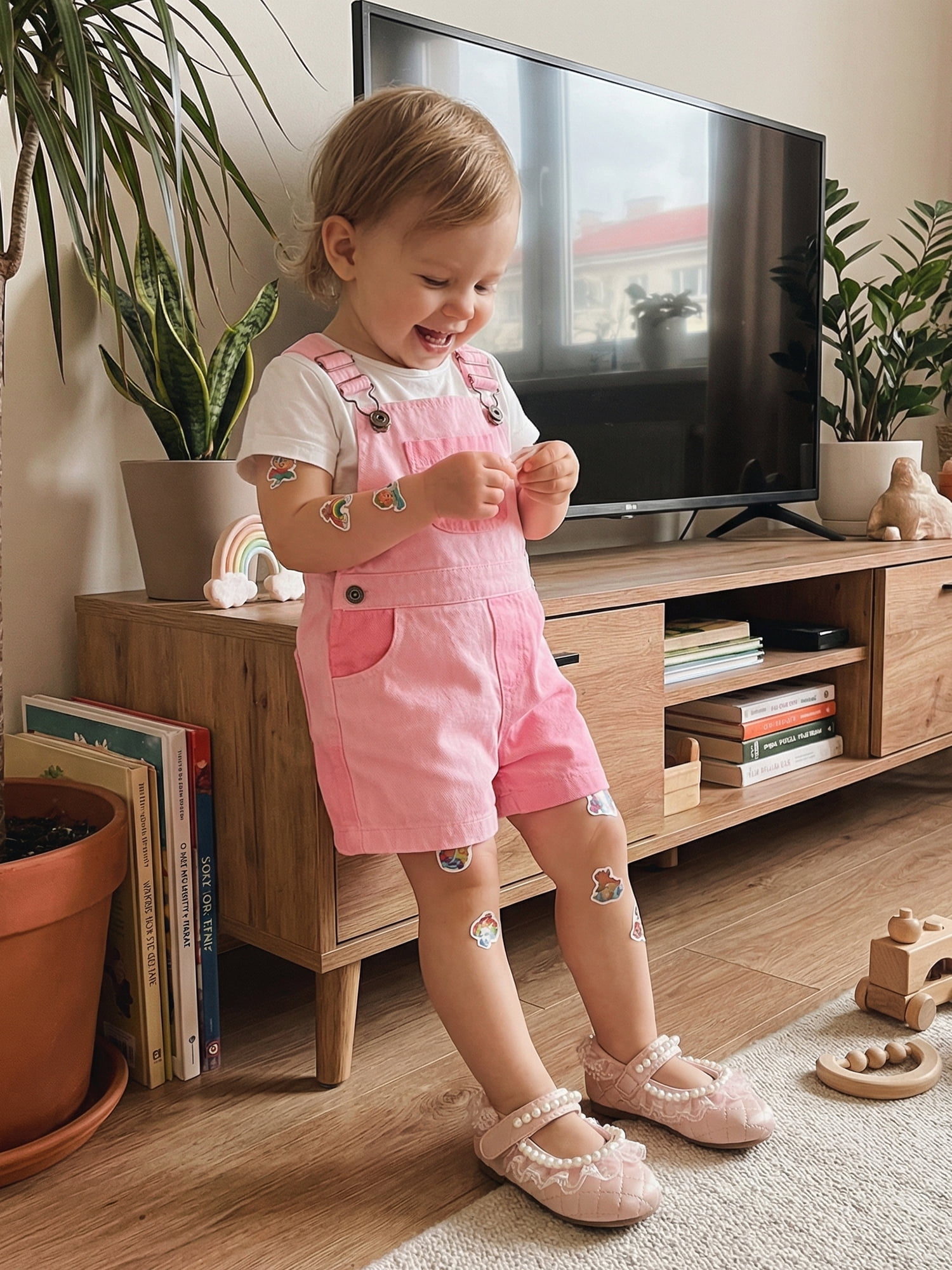 Gzhioc Toddler Overall Shorts Summer Jumpsuit with Pockets (Pink, 2T) svcbc