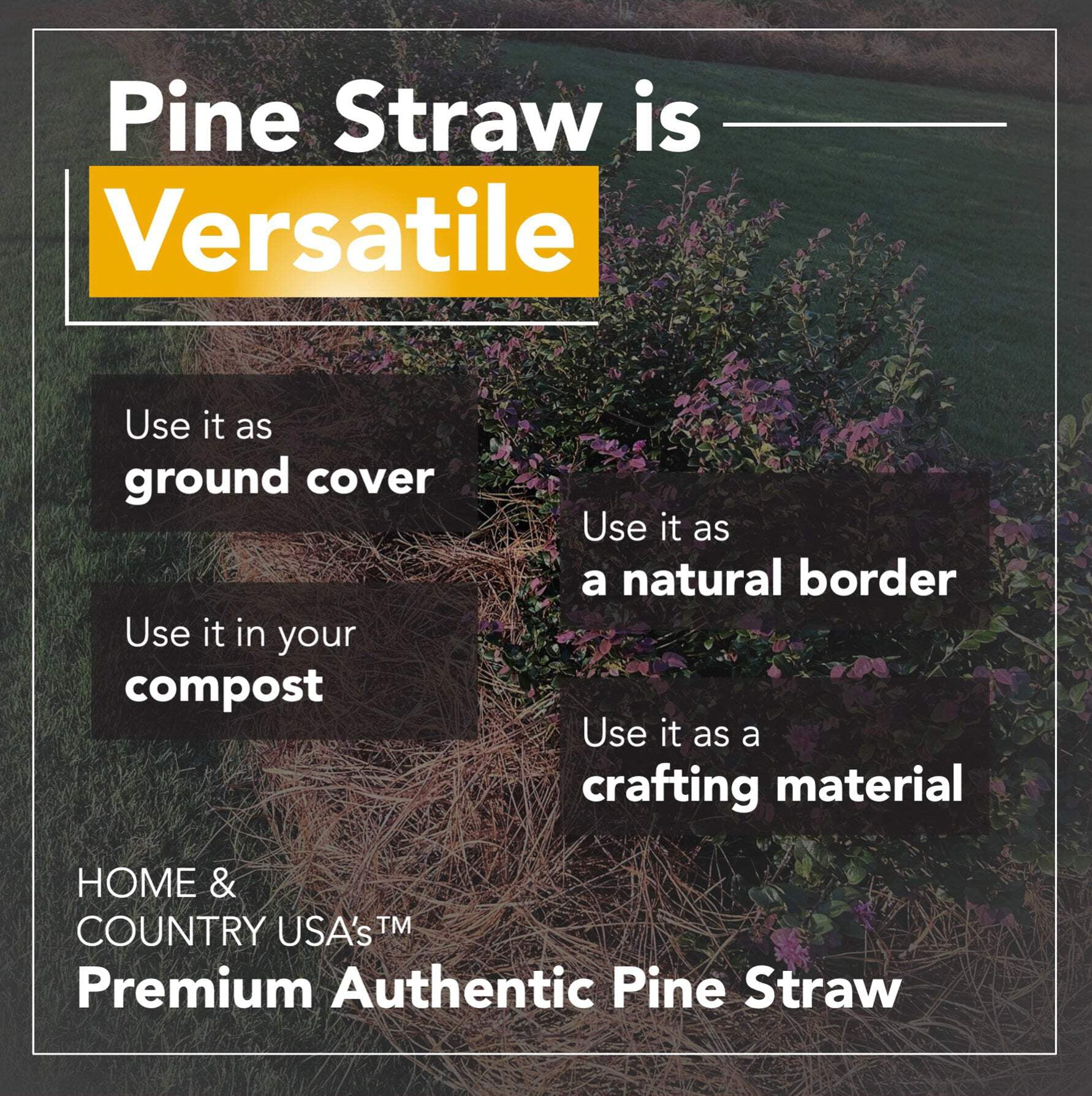 Premium Pine Straw Mulch Bale for Landscaping and Gardening (Black, 35 lb) bffac