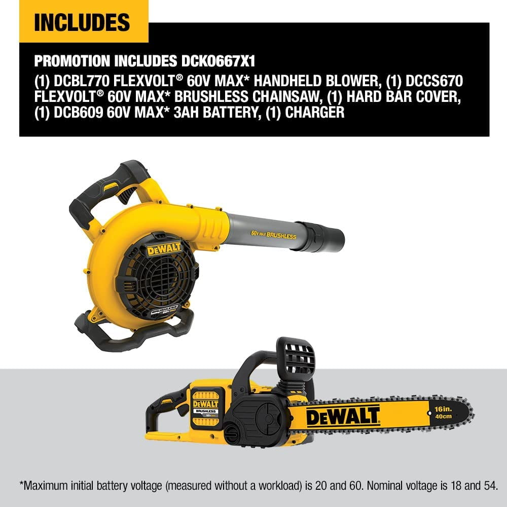 DEWALT 60V MAX Cordless Chainsaw and Leaf Blower Combo Kit (2-Piece Set) 5xw3y