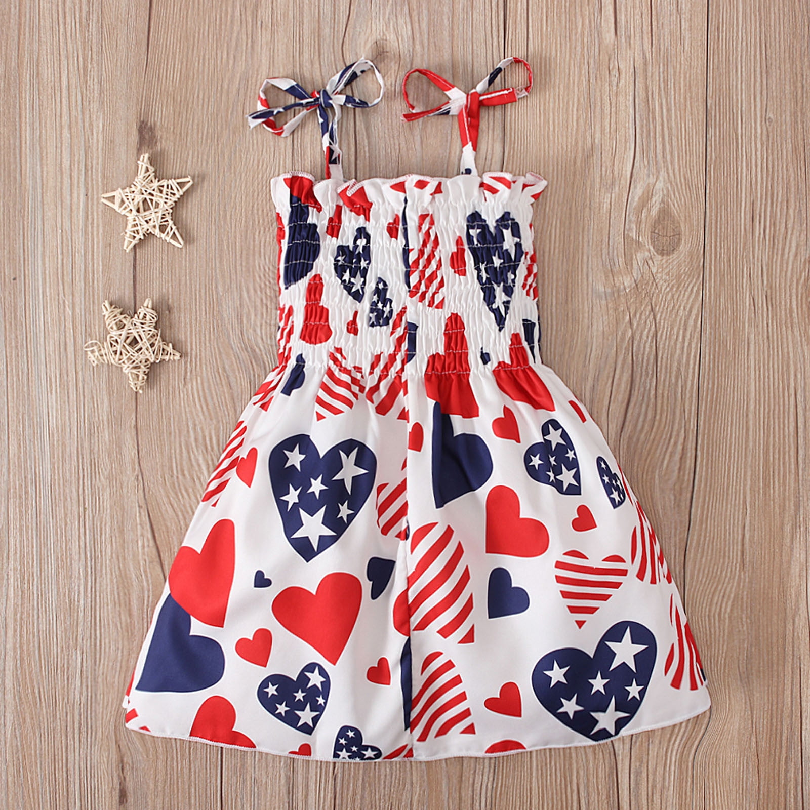 OAVQHLG3B Girls American Flag Patriotic Sundress Sleeveless Summer Beach Dress (Red White and Blue, 1-6 Years) urx85