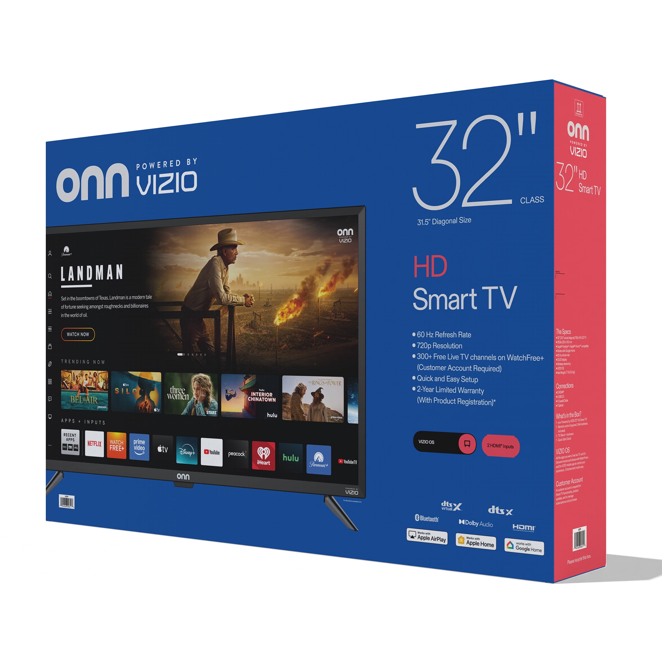 onn 32-inch Class 720P HD Smart LED Television Powered by VIZIO (Black, 32 in) t8yb6