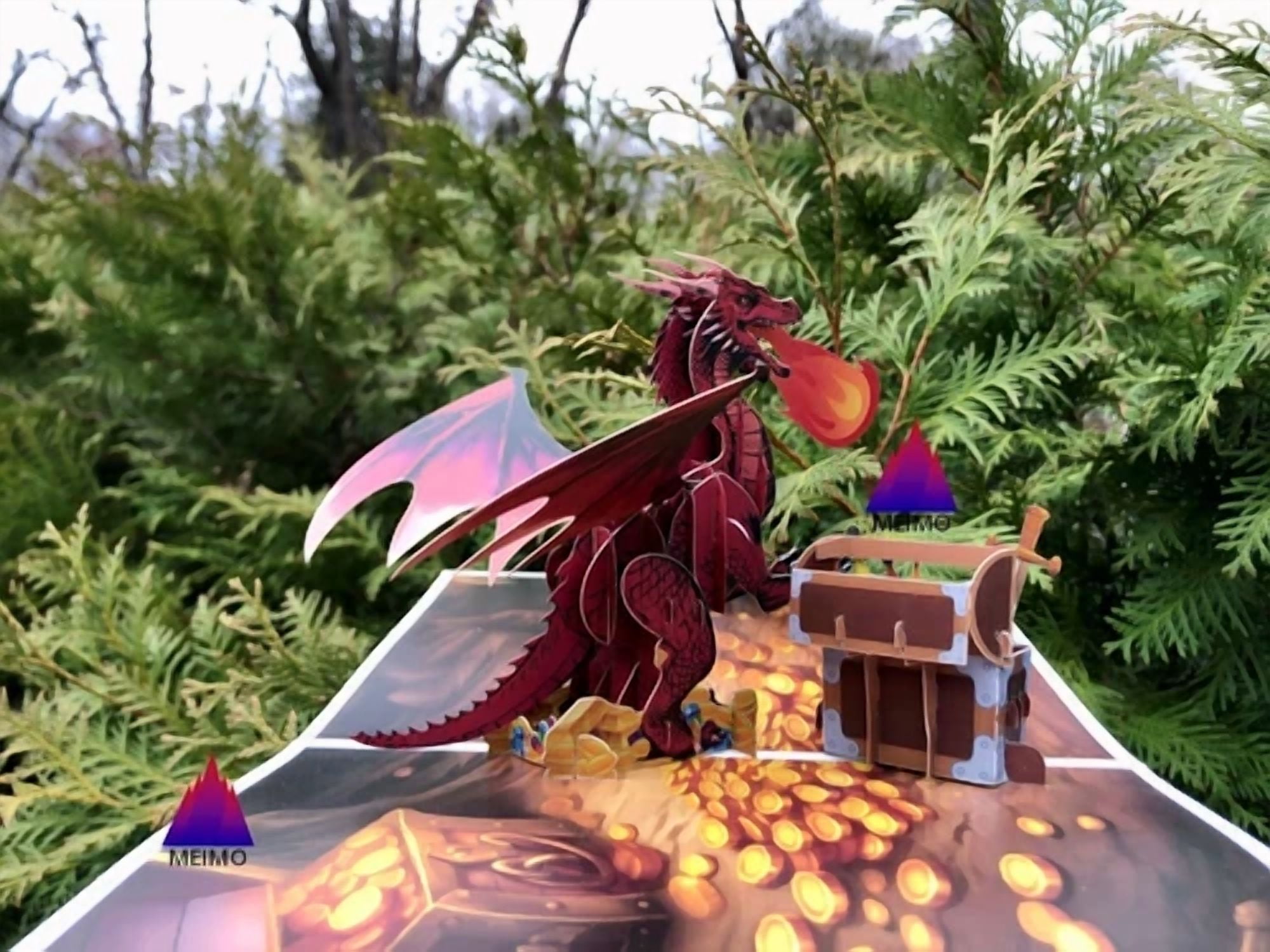 VAULT 3D Pop Up Greeting Card Dragon Treasure Chest (Birthday Party, 6 in x 6 in) xiy33