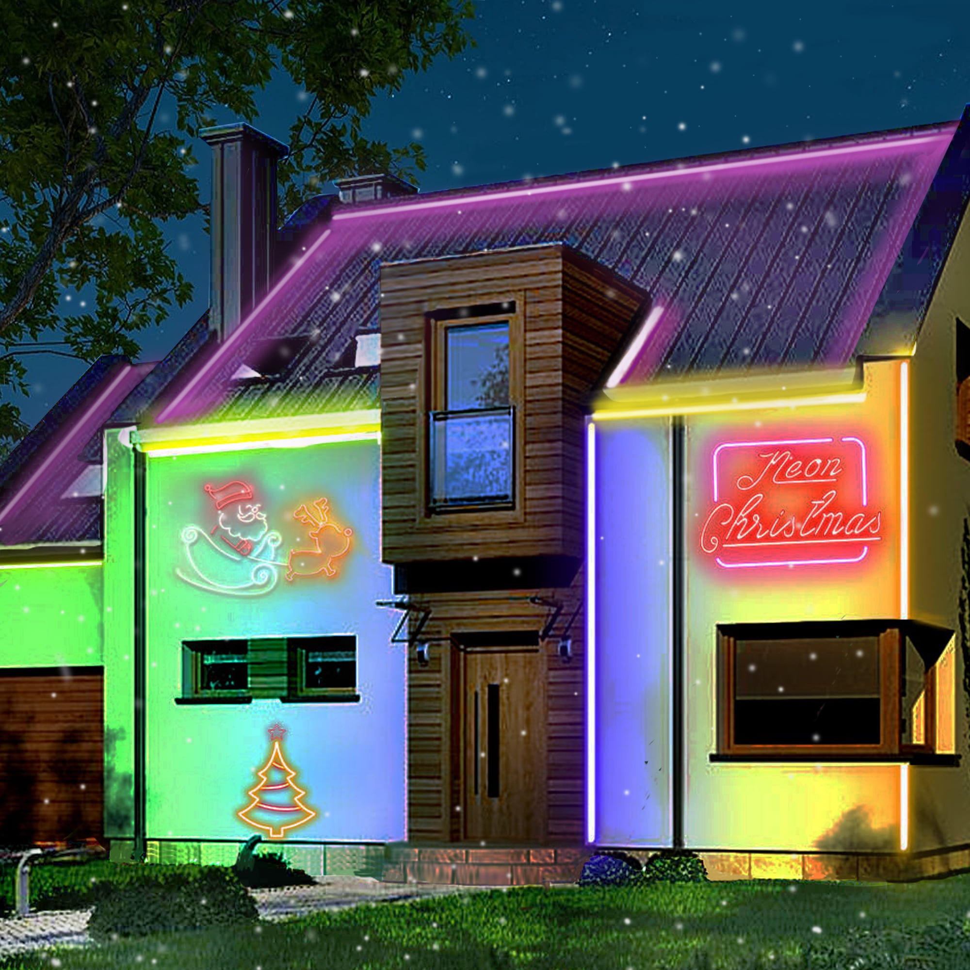 DAYBETTER LED Neon Rope Lights, Music Sync RGBIC Strip with APP and Remote Control, Waterproof DIY Lighting for Bedroom and Outdoor Decor (16.4 ft) mbme7