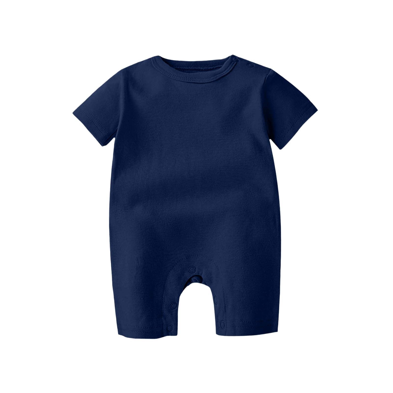 PIWHJQK Newborn Baby Bodysuit Short Sleeve Cotton Infant Outfit (Solid, 0-3 Months) dk31w