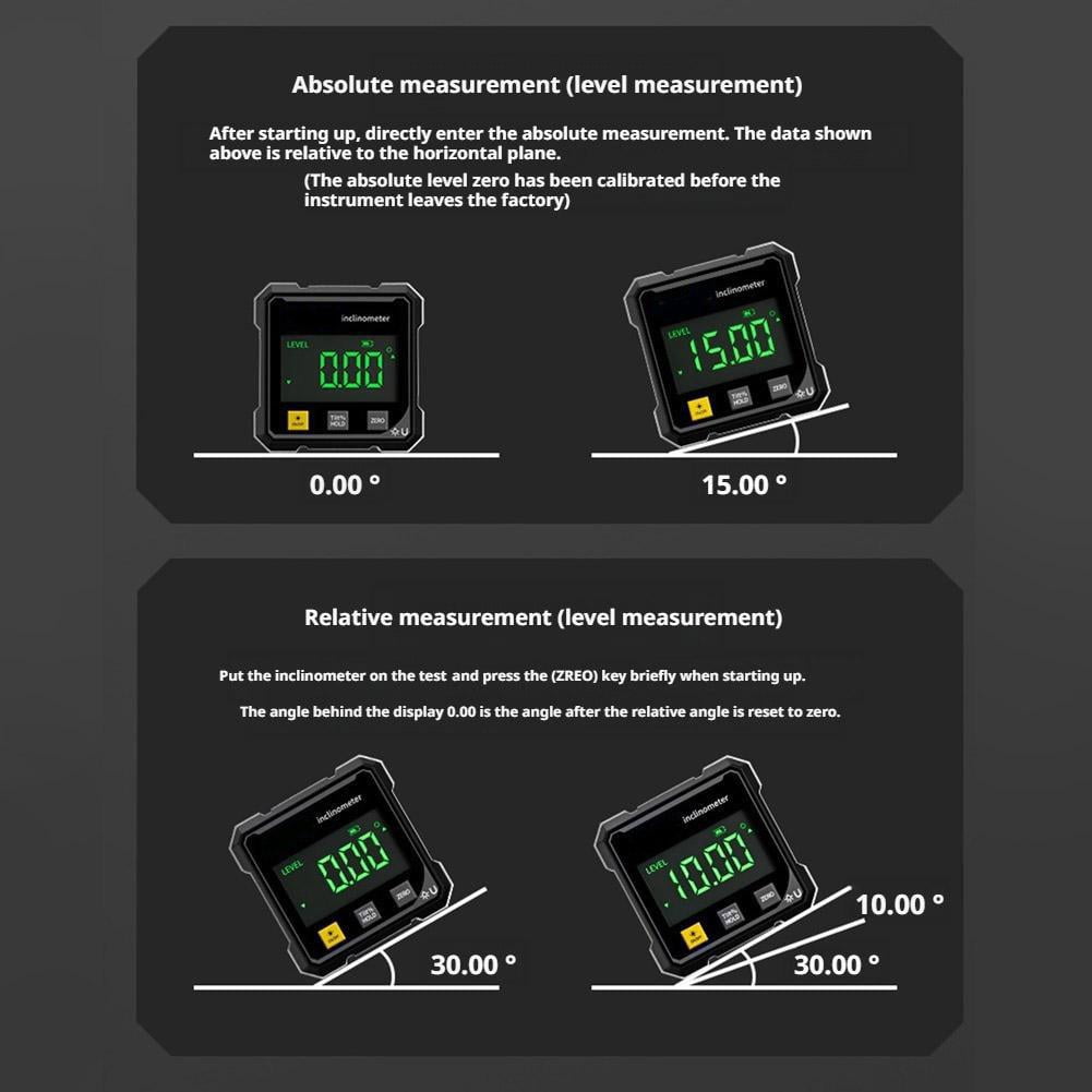 Generic Magnetic Digital Angle Finder with Dual Laser Level (Black, 4-Sided) 33o2d