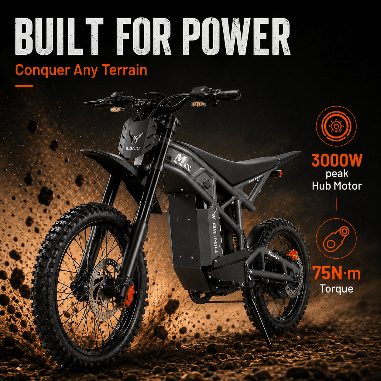 BIGNIU BG-Master Electric Bike for Adults, High-Performance 3000W Peak Motor, UL 2849 Certified, Full Suspension (Grey, 60V 32Ah) le8qq