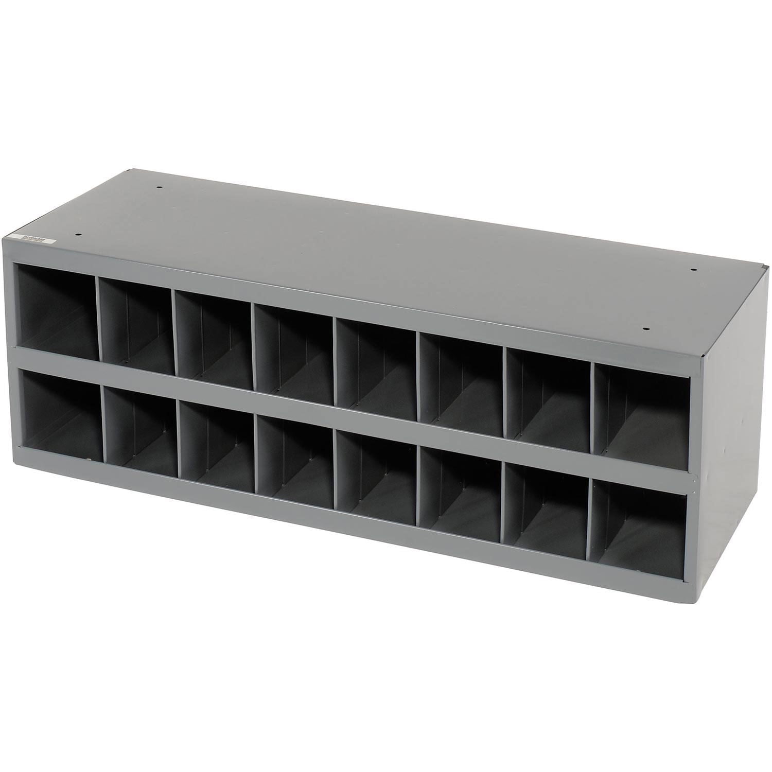 Durham Steel Parts Bin Cabinet, Heavy-Duty Industrial Storage Organizer, Open Front (Silver, 33.75 in x 11.5 in x 11.5 in) gug41
