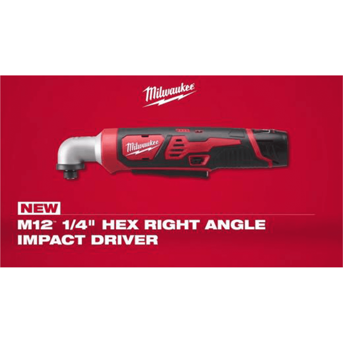 Milwaukee M12 1/4 in Hex Right Angle Impact Driver (Black, 600 in-lbs Torque) 9yj3d
